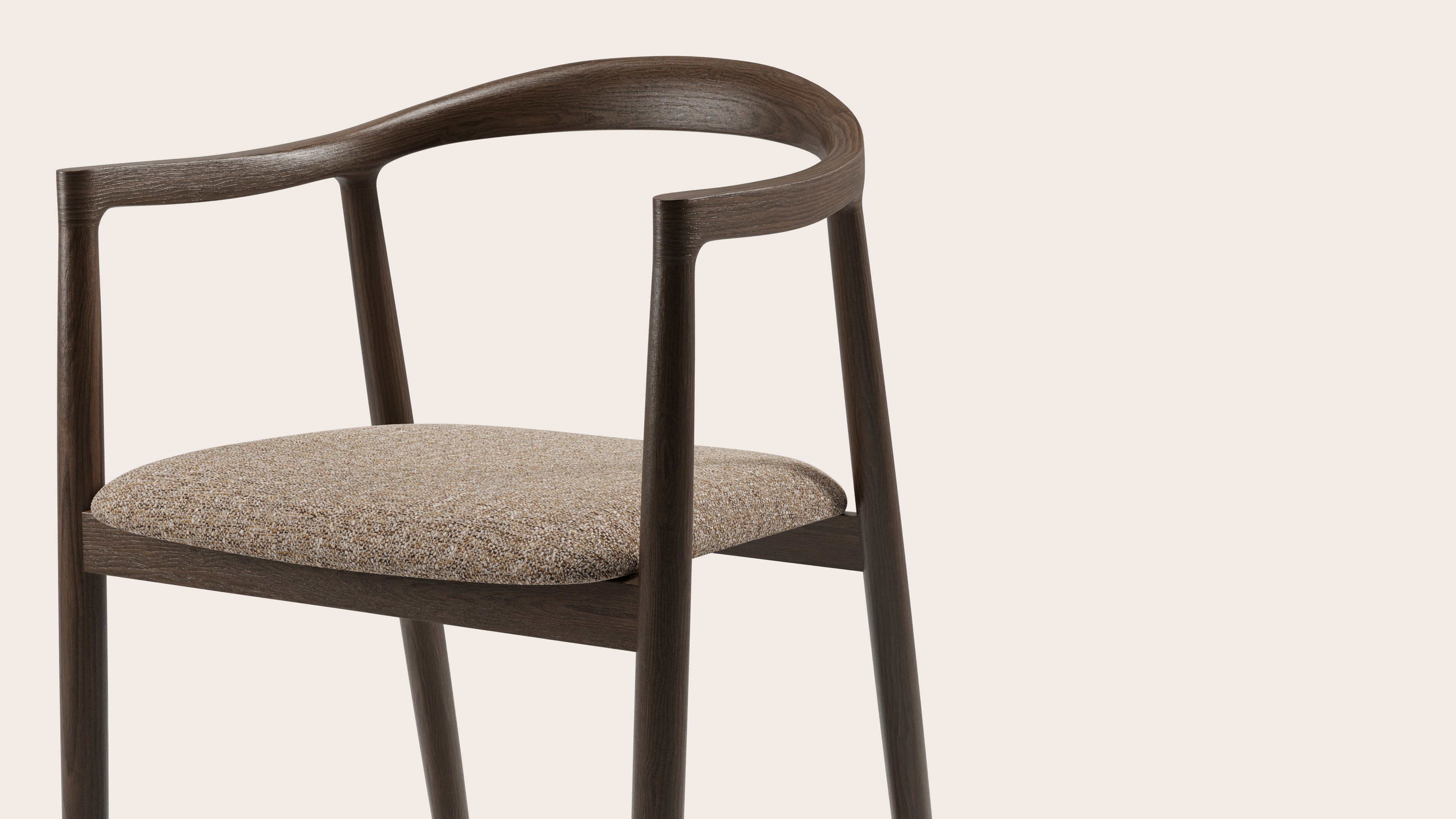 Fauteuil Noto en chêne fumé avec assise en Stanza tissu Brown