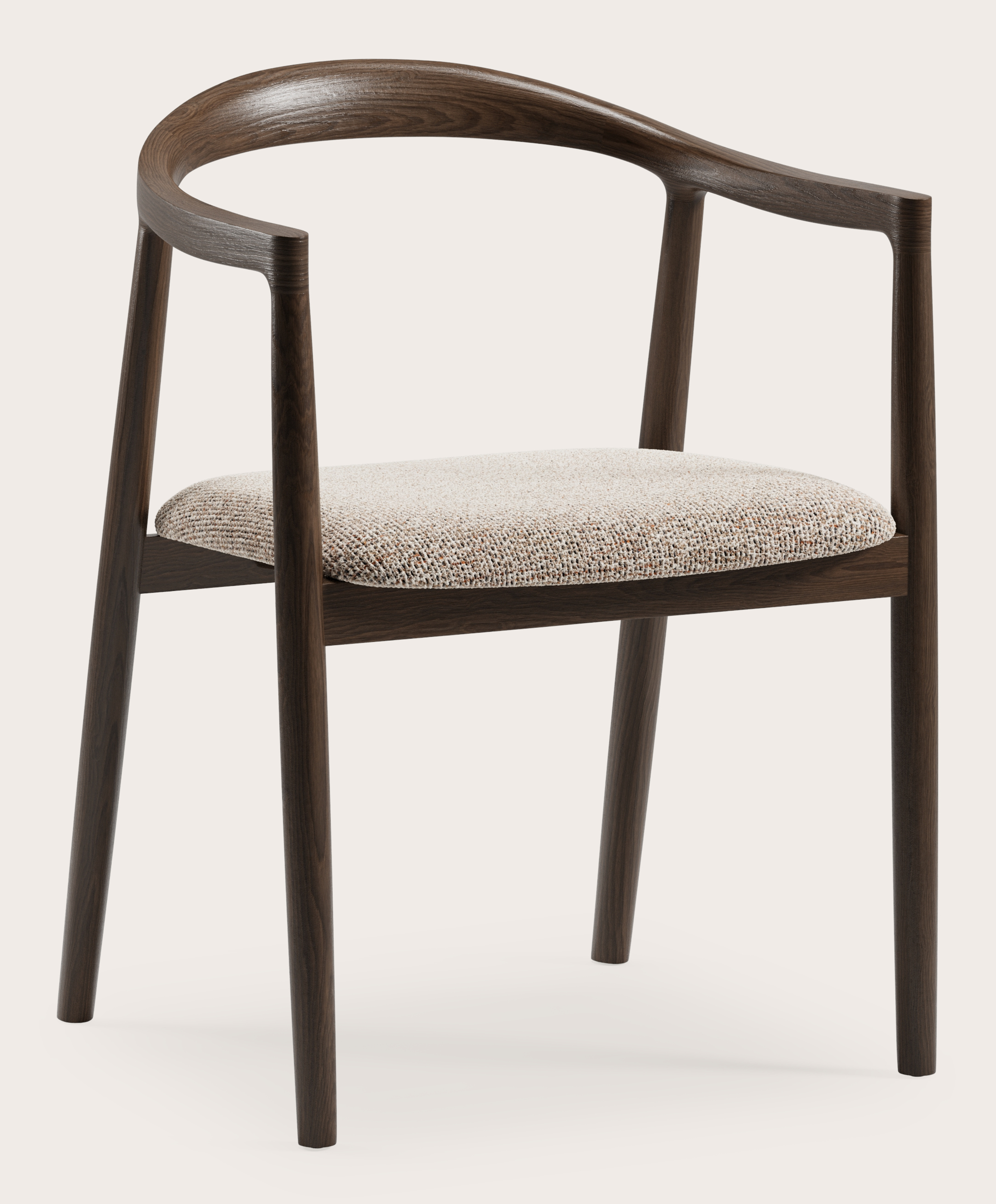 Fauteuil Noto en chêne fumé avec assise en Fresco tissu Caramel