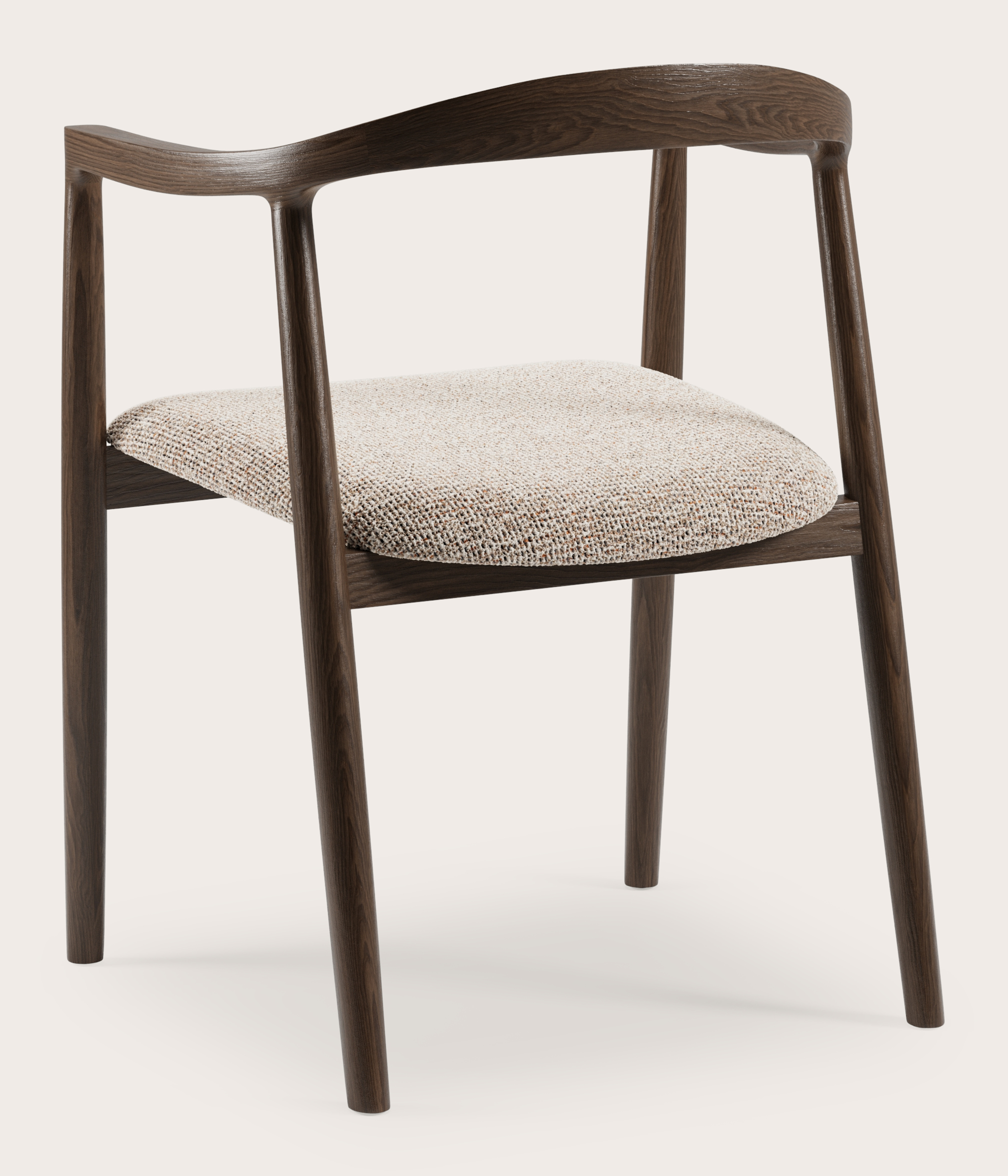Fauteuil Noto en chêne fumé avec assise en Fresco tissu Caramel