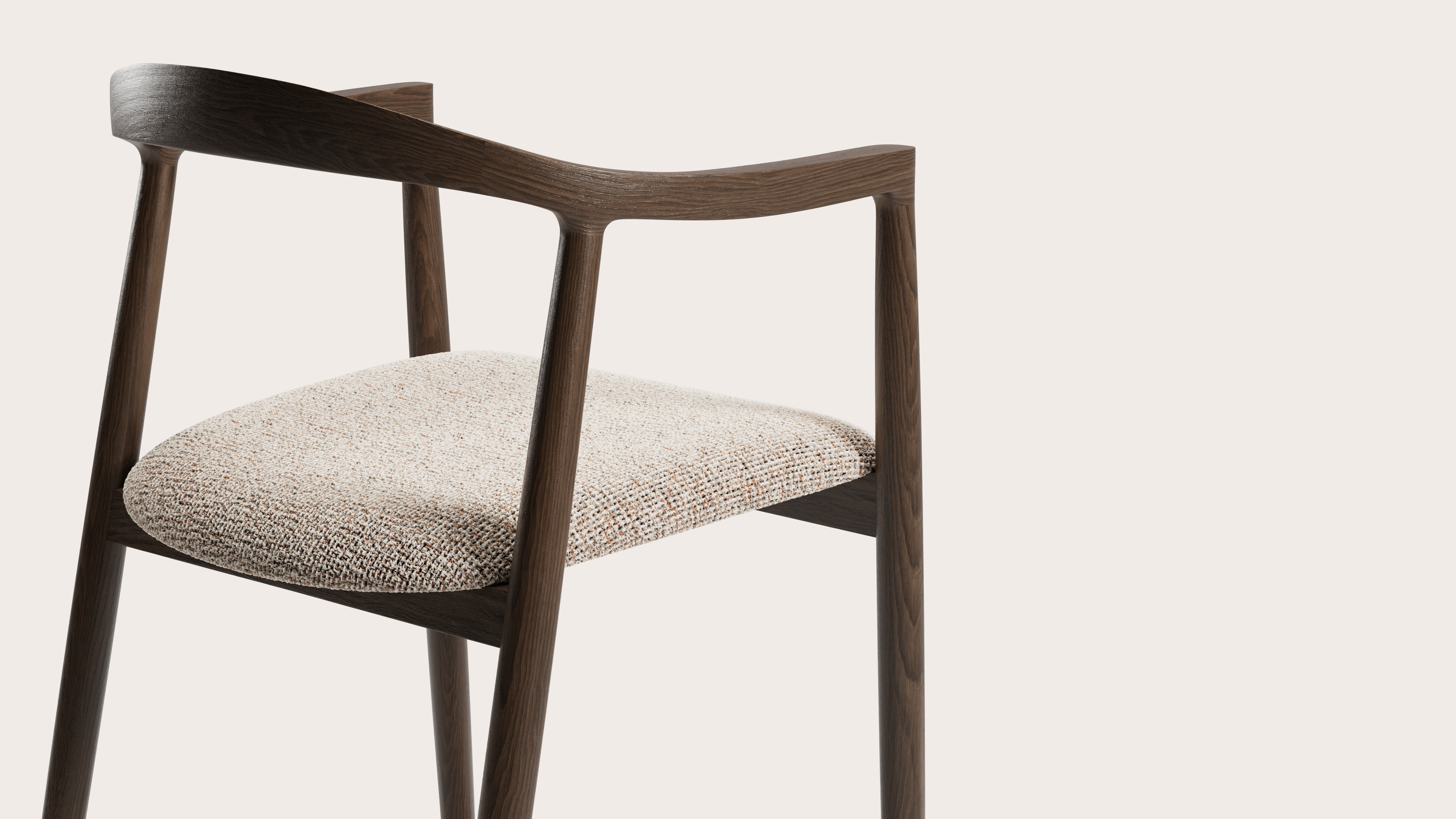 Fauteuil Noto en chêne fumé avec assise en Fresco tissu Caramel