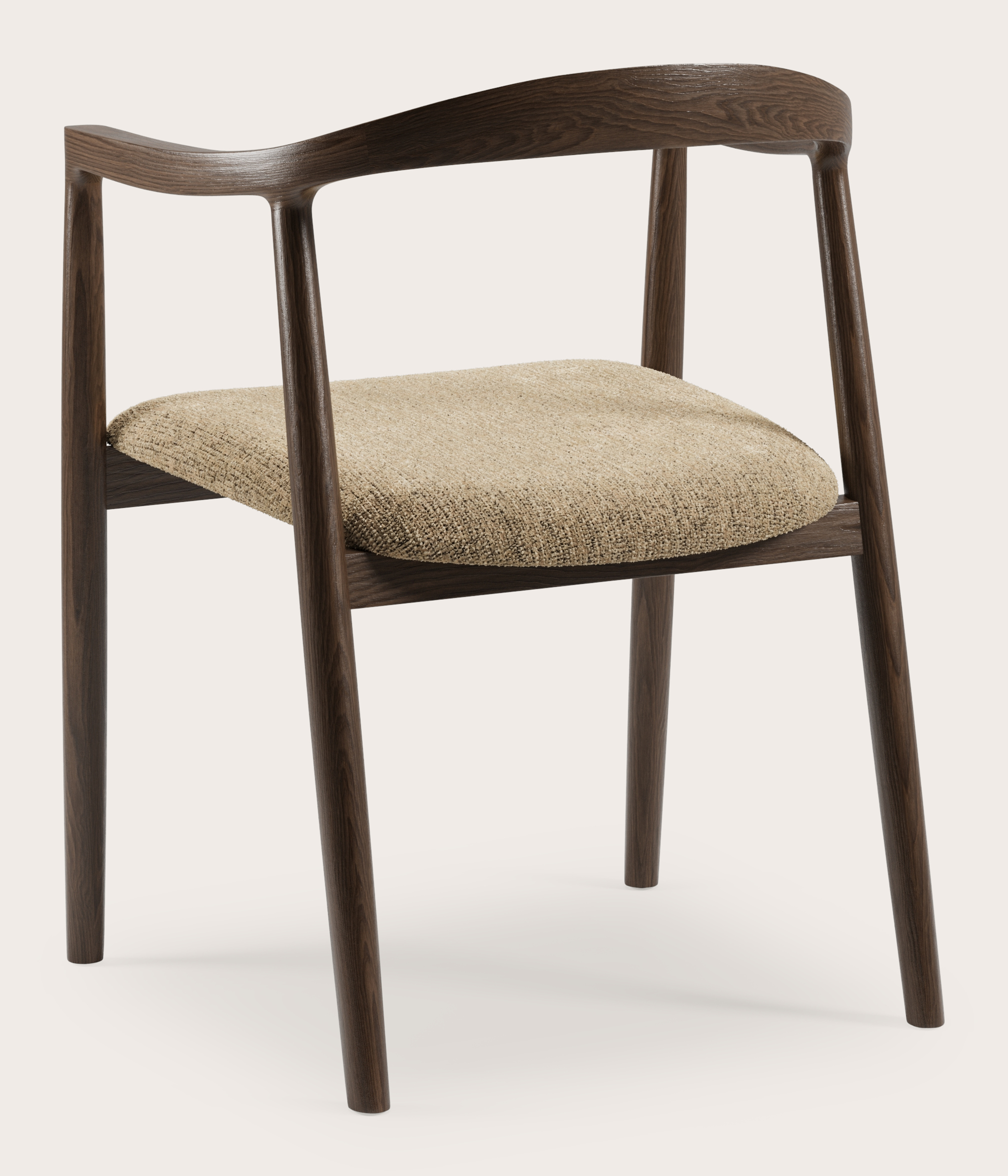Noto armstoel in gerookte eik met zitting in Poco stof Dark Taupe