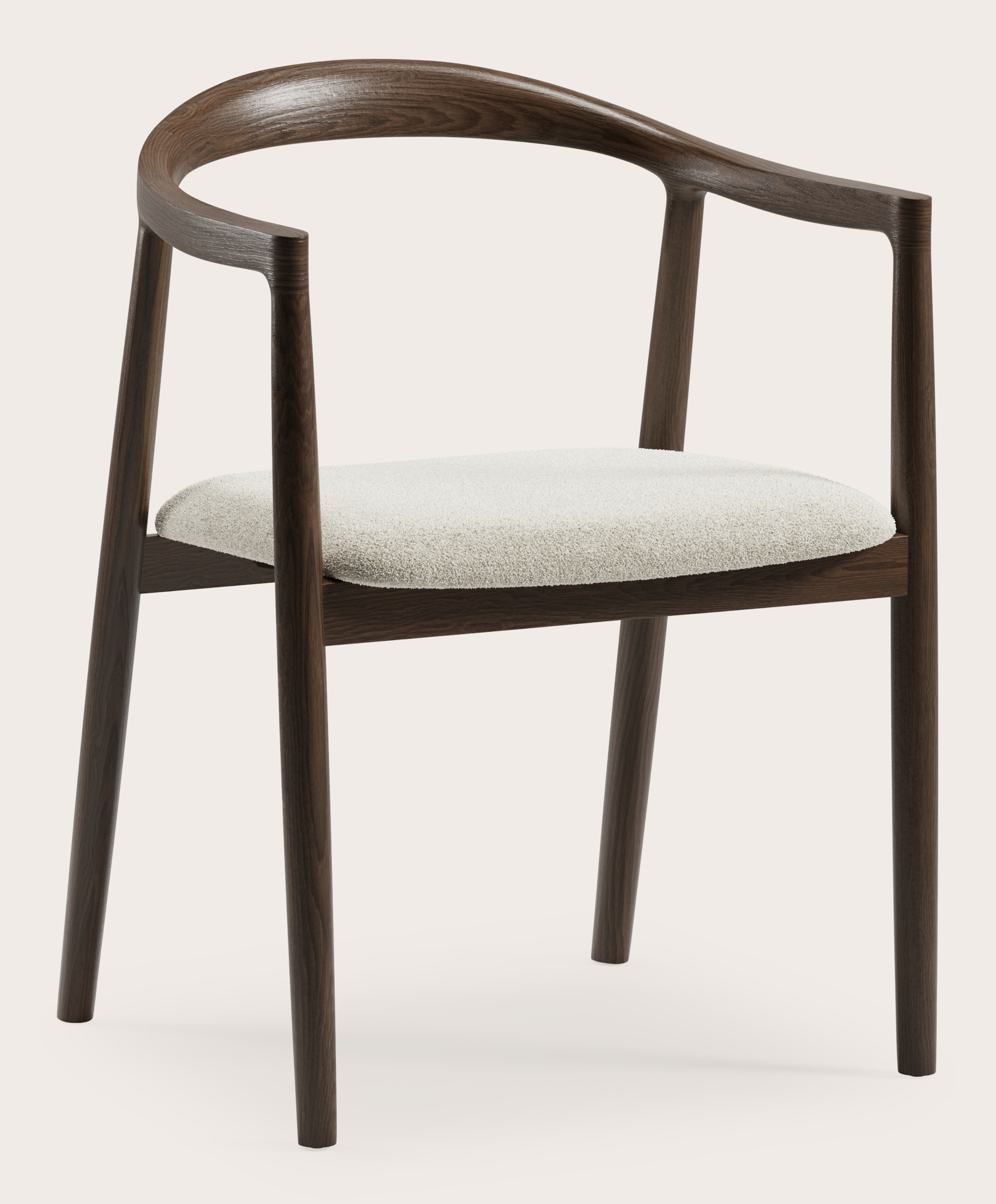 Noto armstoel in gerookte eik met zitting in Aria stof Mastic