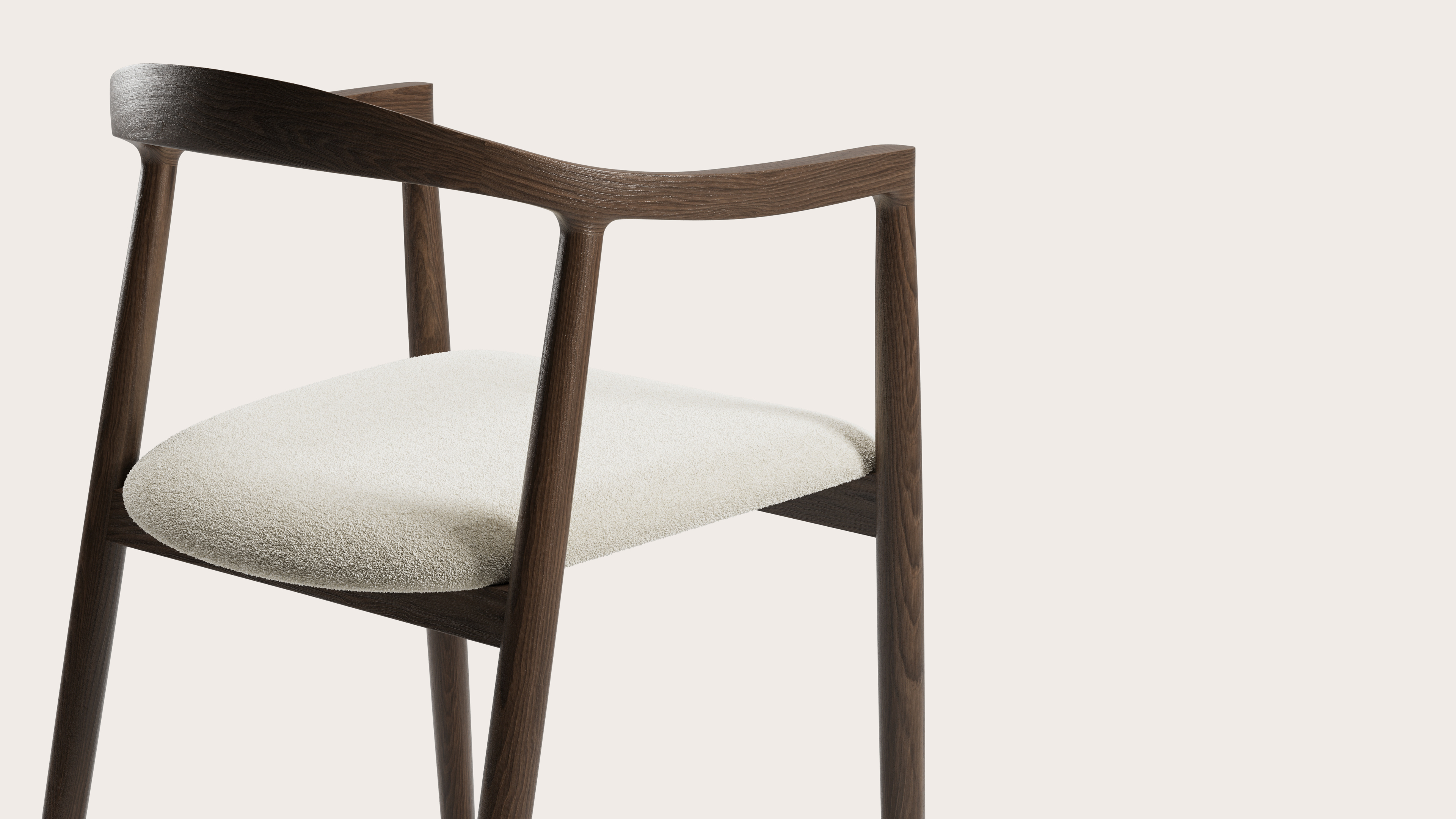 Noto armstoel in gerookte eik met zitting in Aria stof Mastic