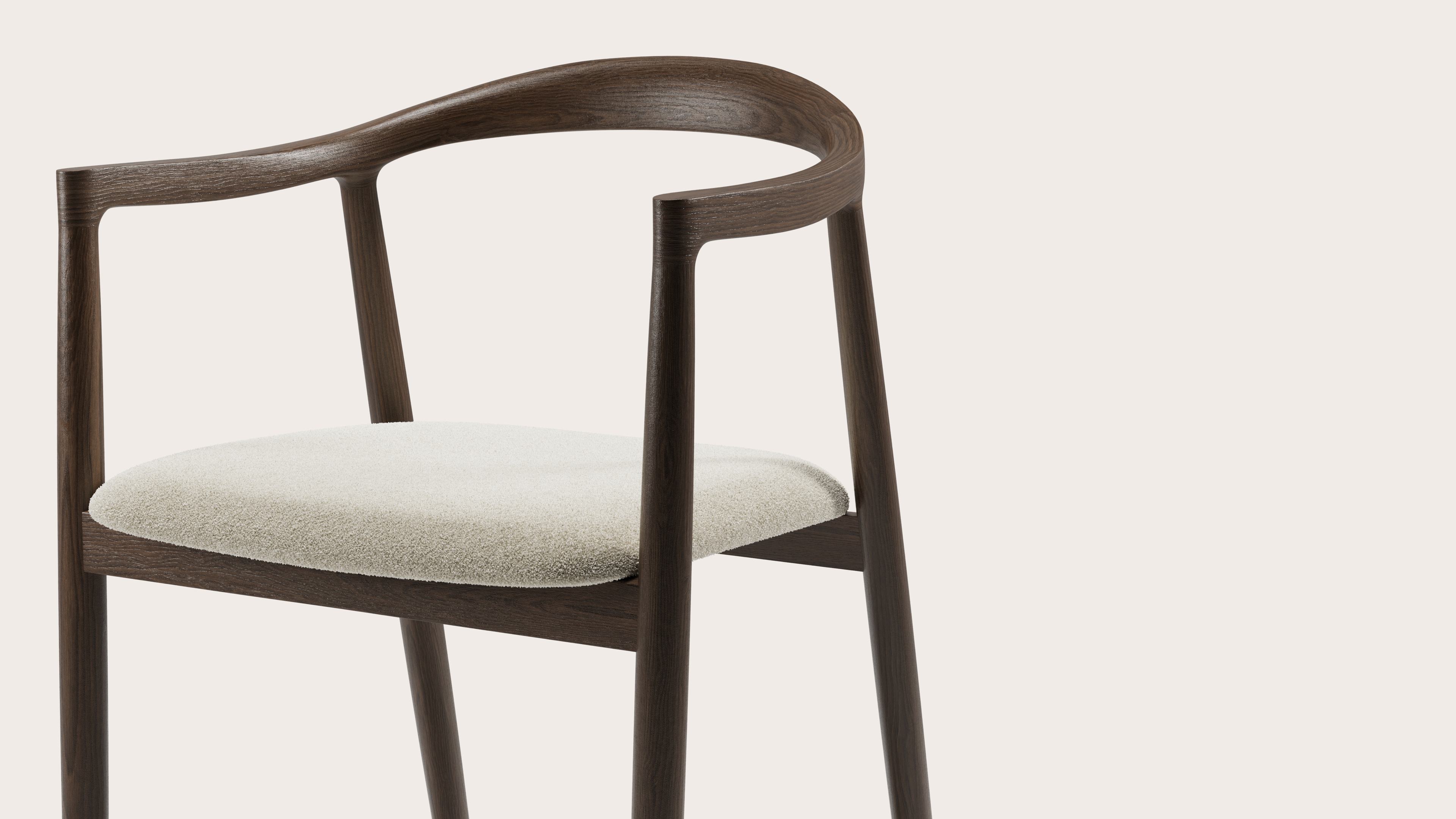 Noto armstoel in gerookte eik met zitting in Aria stof Mastic