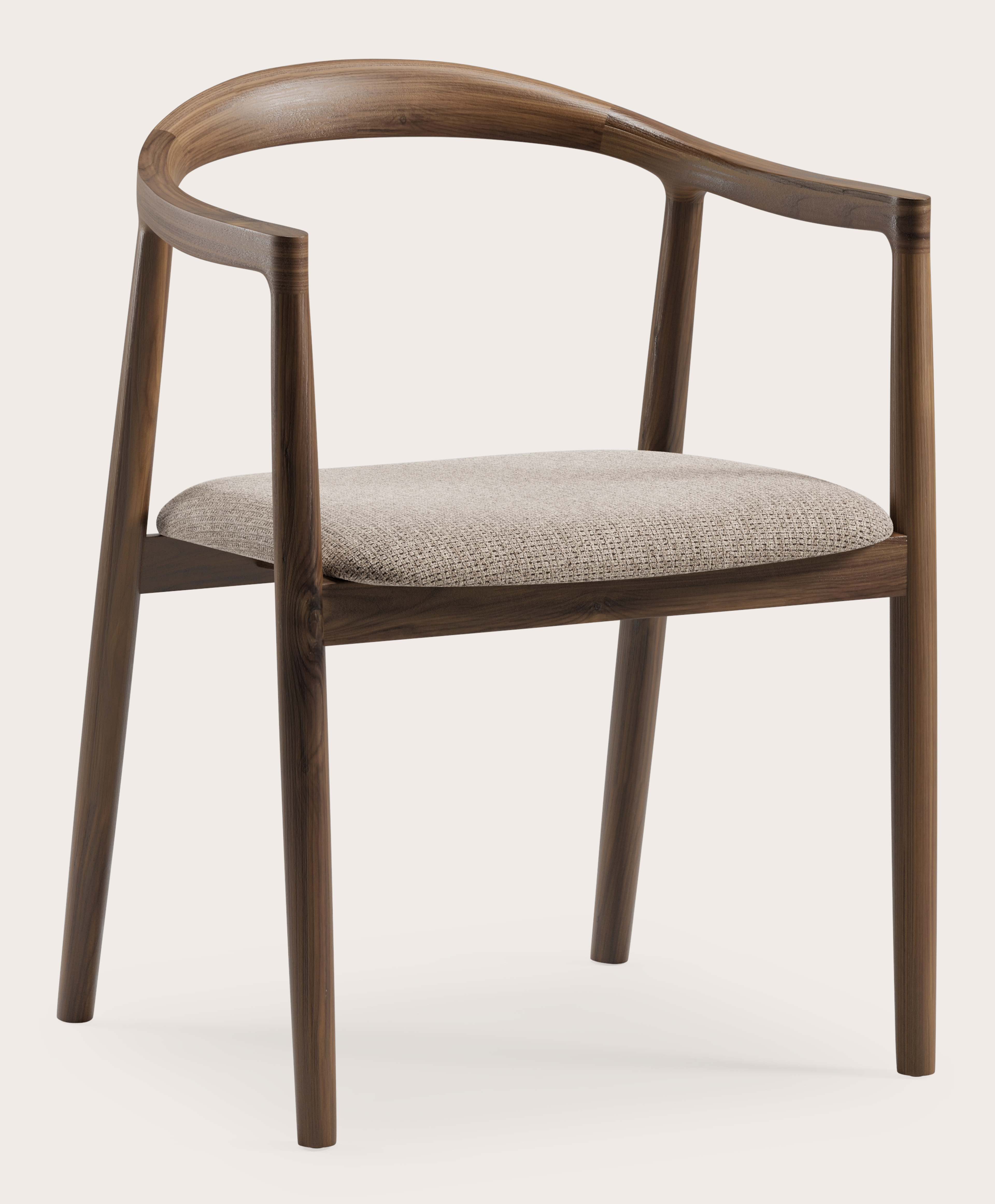 Fauteuil Noto en noyer avec assise en Fuga tissu Taupe