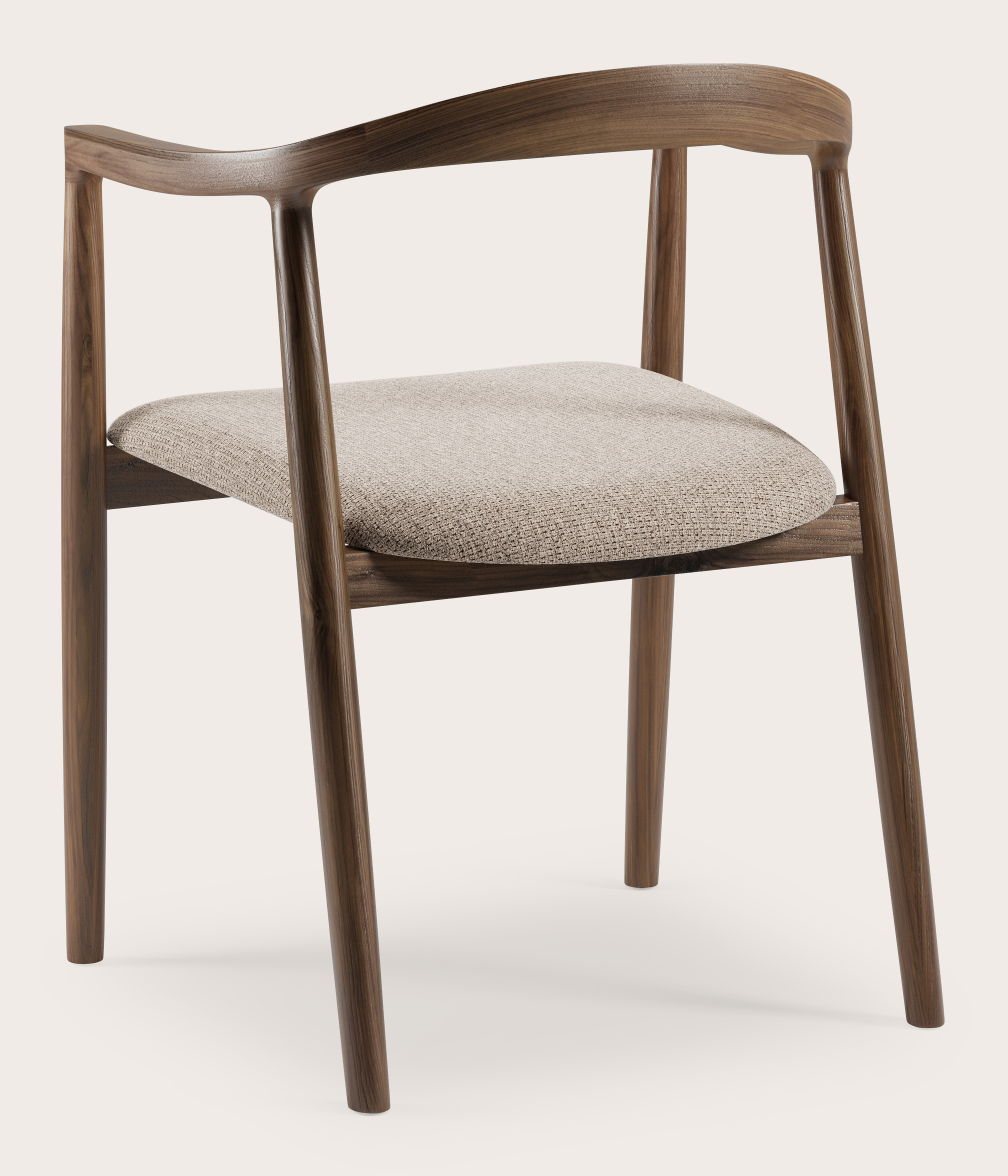 Fauteuil Noto en noyer avec assise en Fuga tissu Taupe