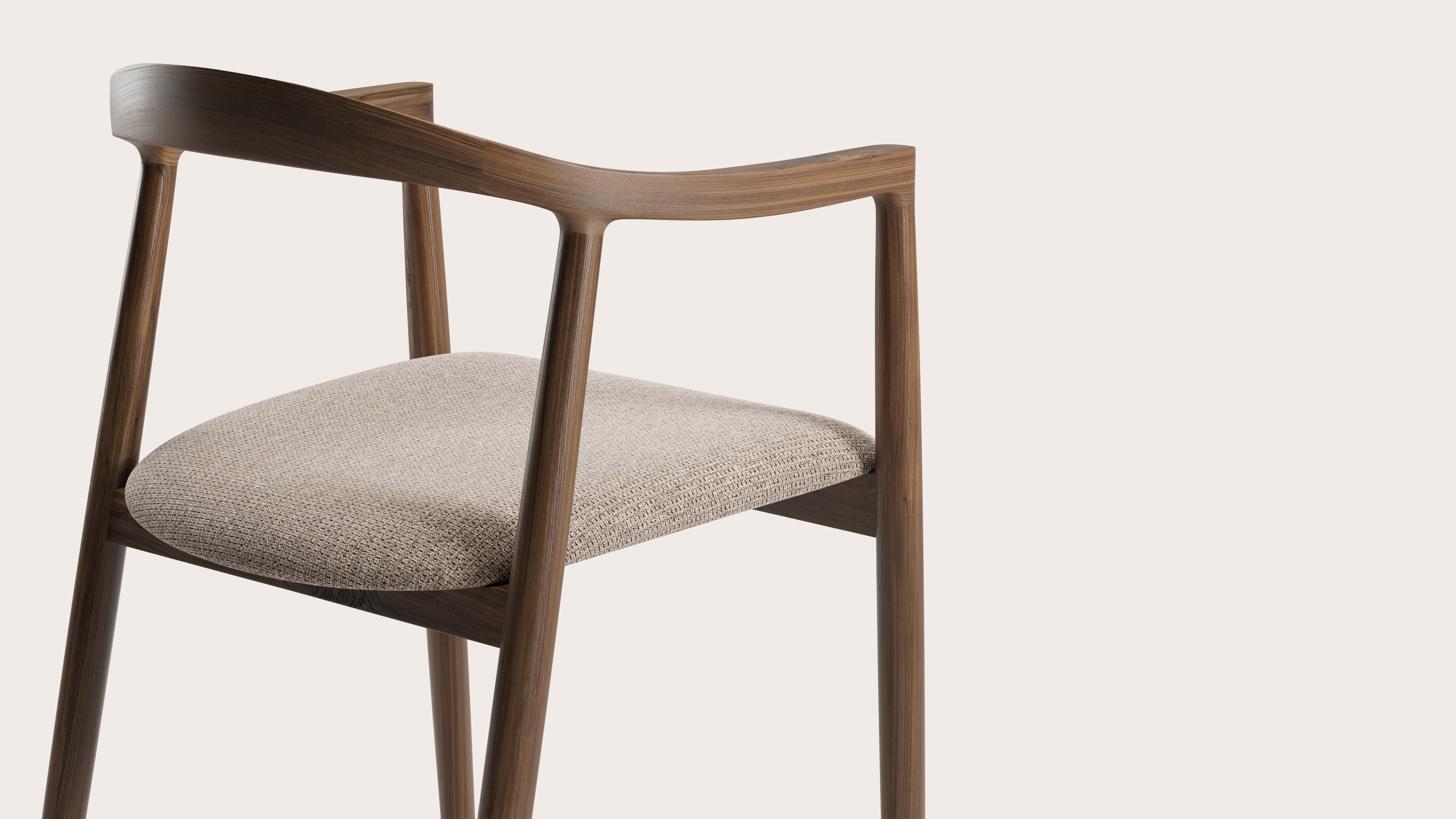 Fauteuil Noto en noyer avec assise en Fuga tissu Taupe