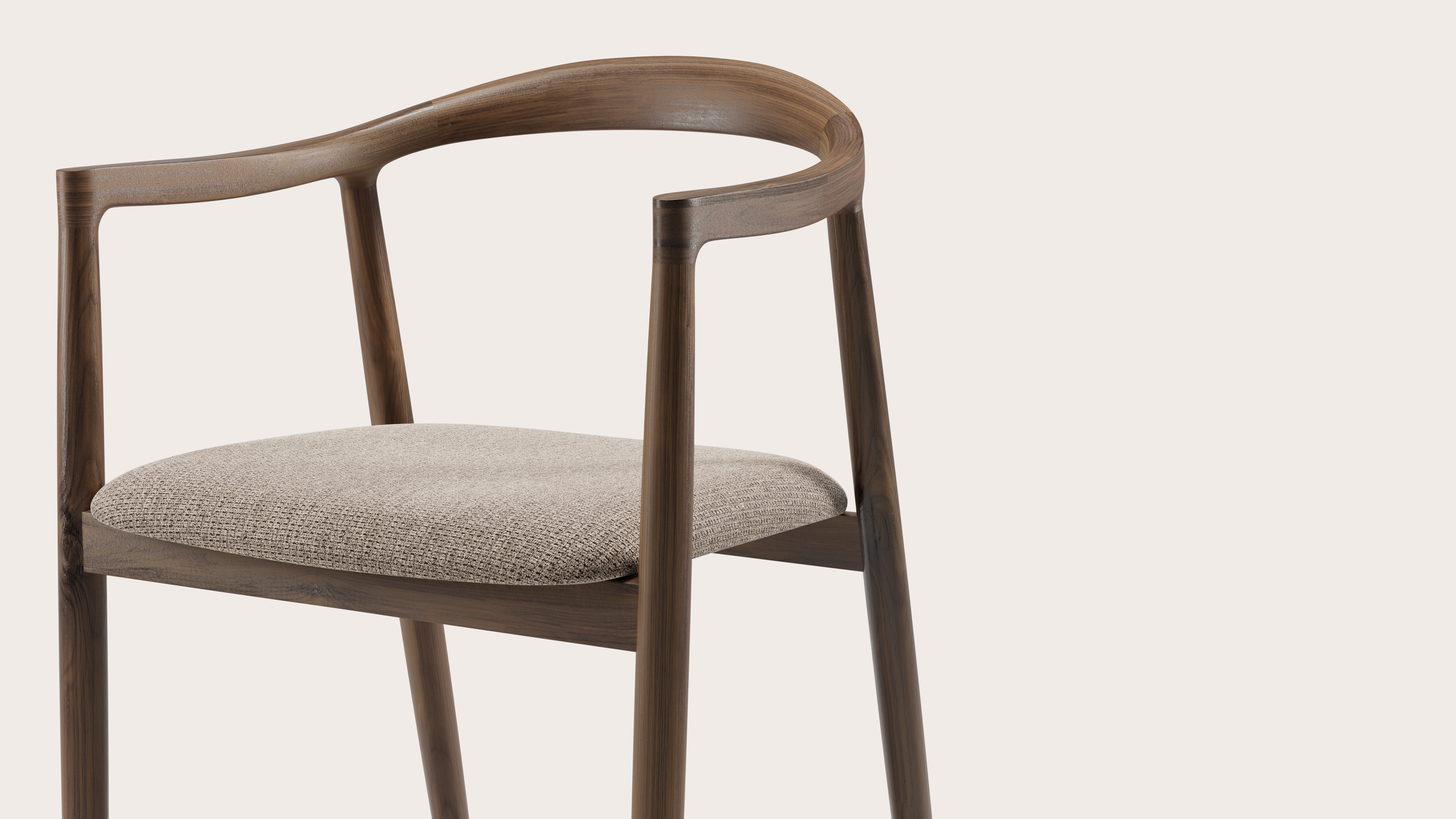 Fauteuil Noto en noyer avec assise en Fuga tissu Taupe