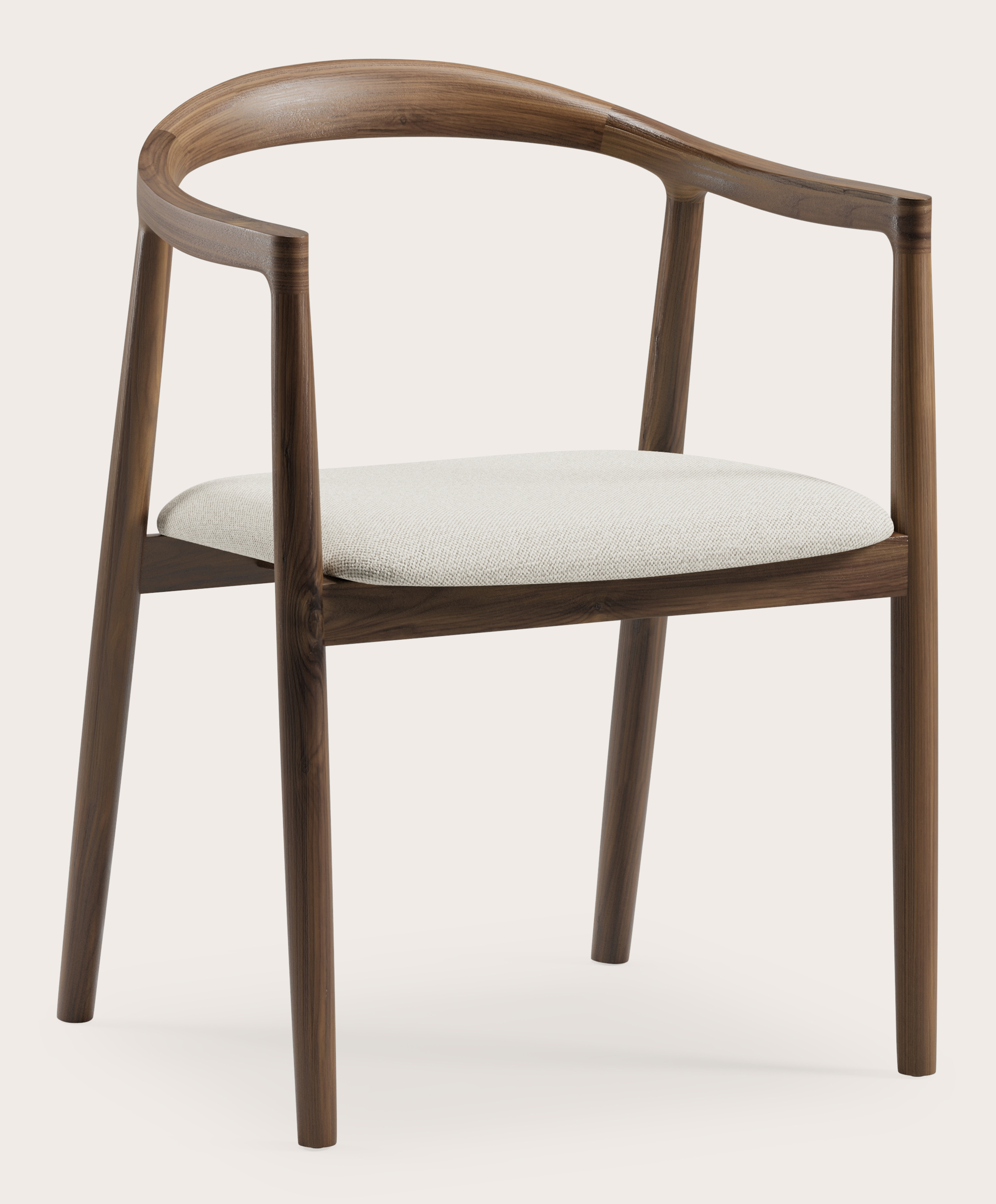 Fauteuil Noto en noyer avec assise en Brio tissu Linen