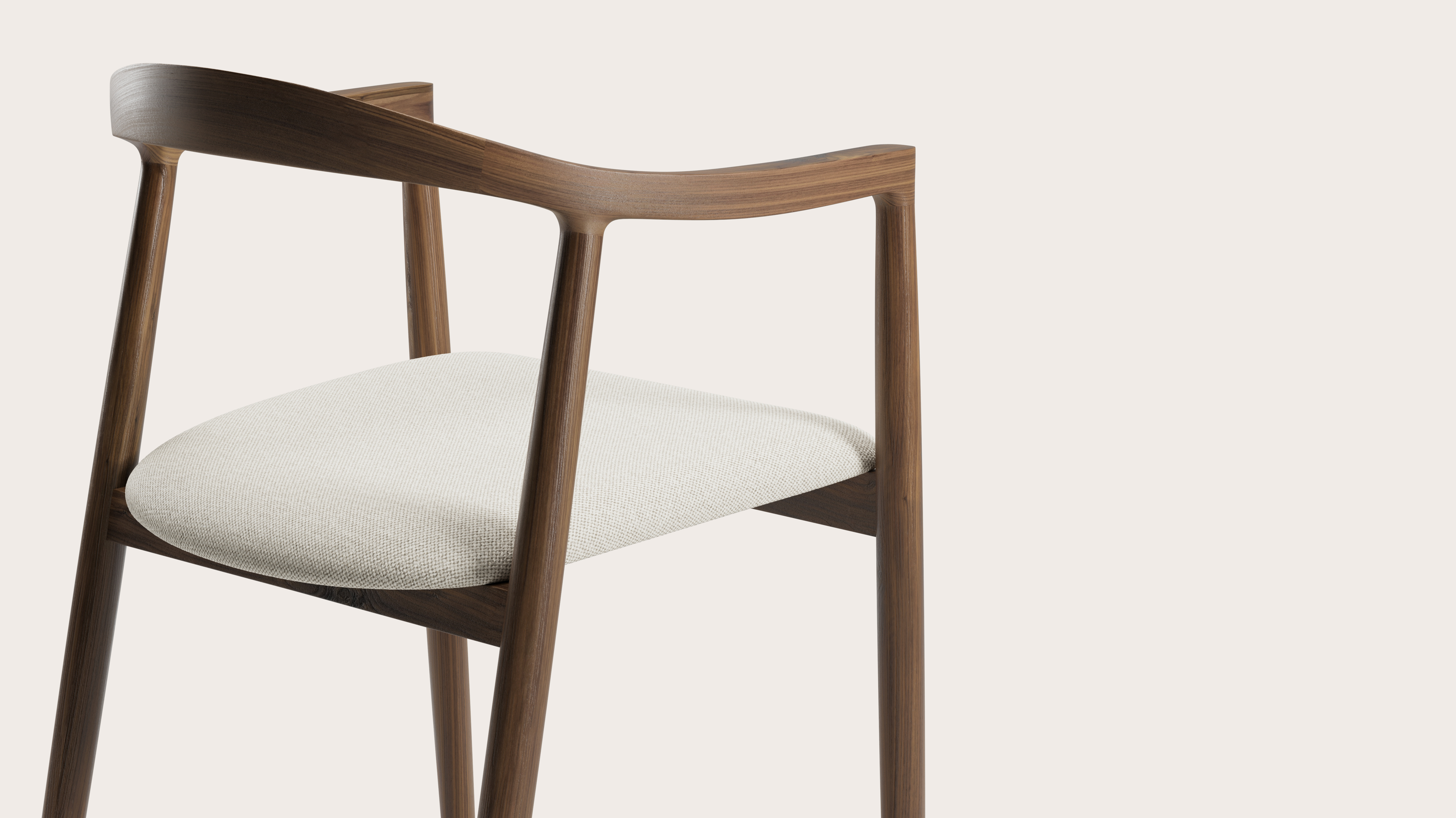 Fauteuil Noto en noyer avec assise en Brio tissu Linen