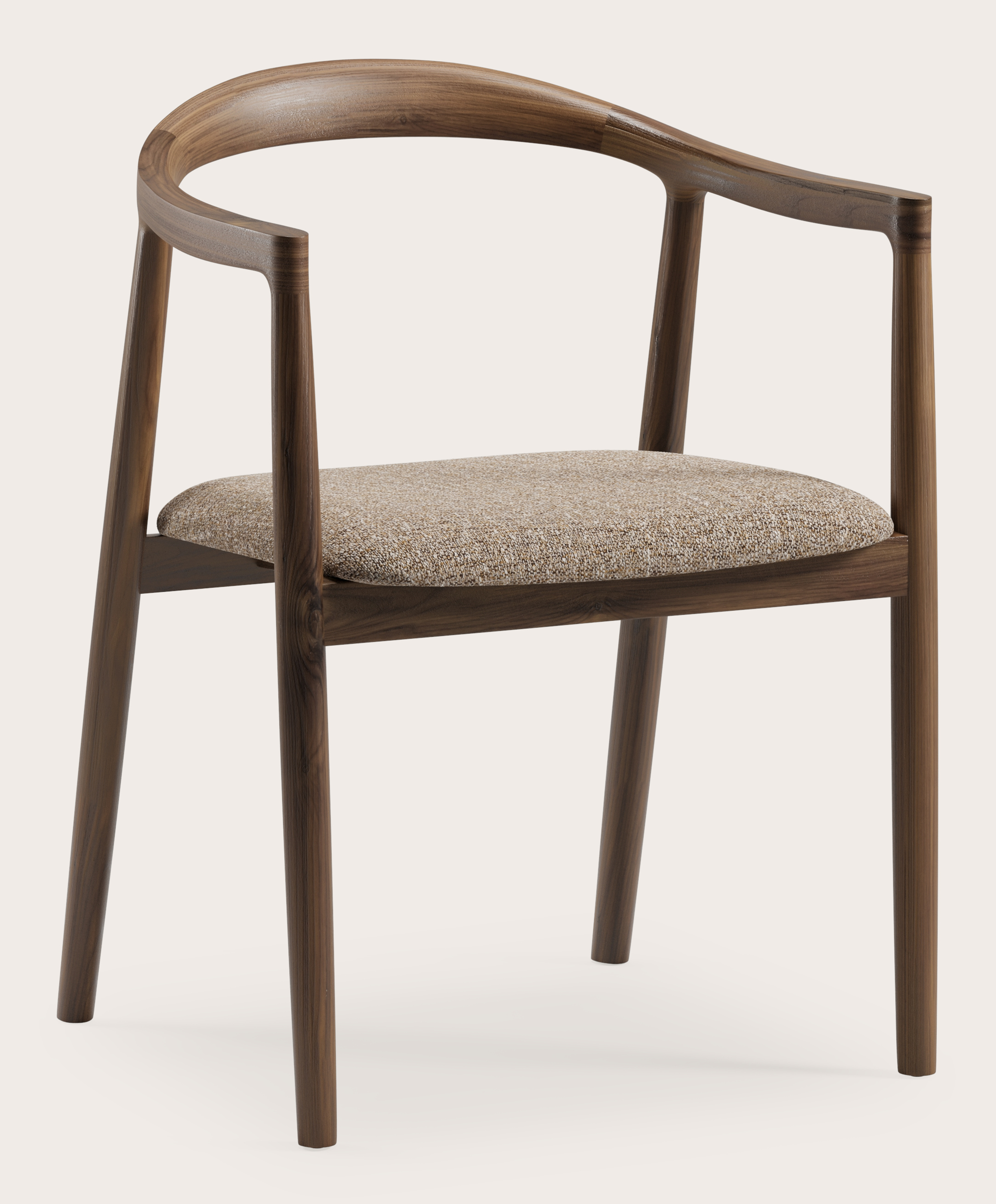 Fauteuil Noto en noyer avec assise en Stanza tissu Brown
