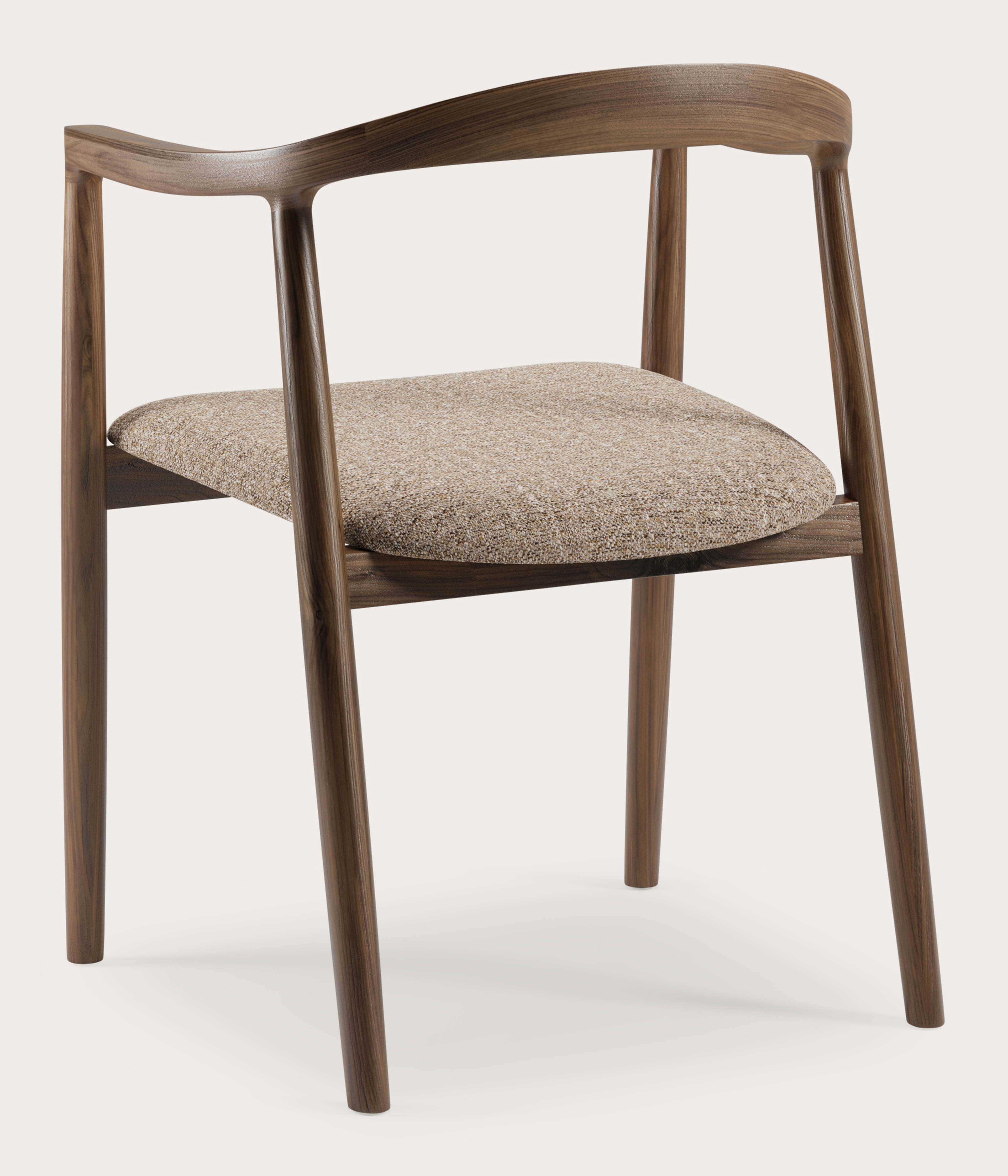 Fauteuil Noto en noyer avec assise en Stanza tissu Brown