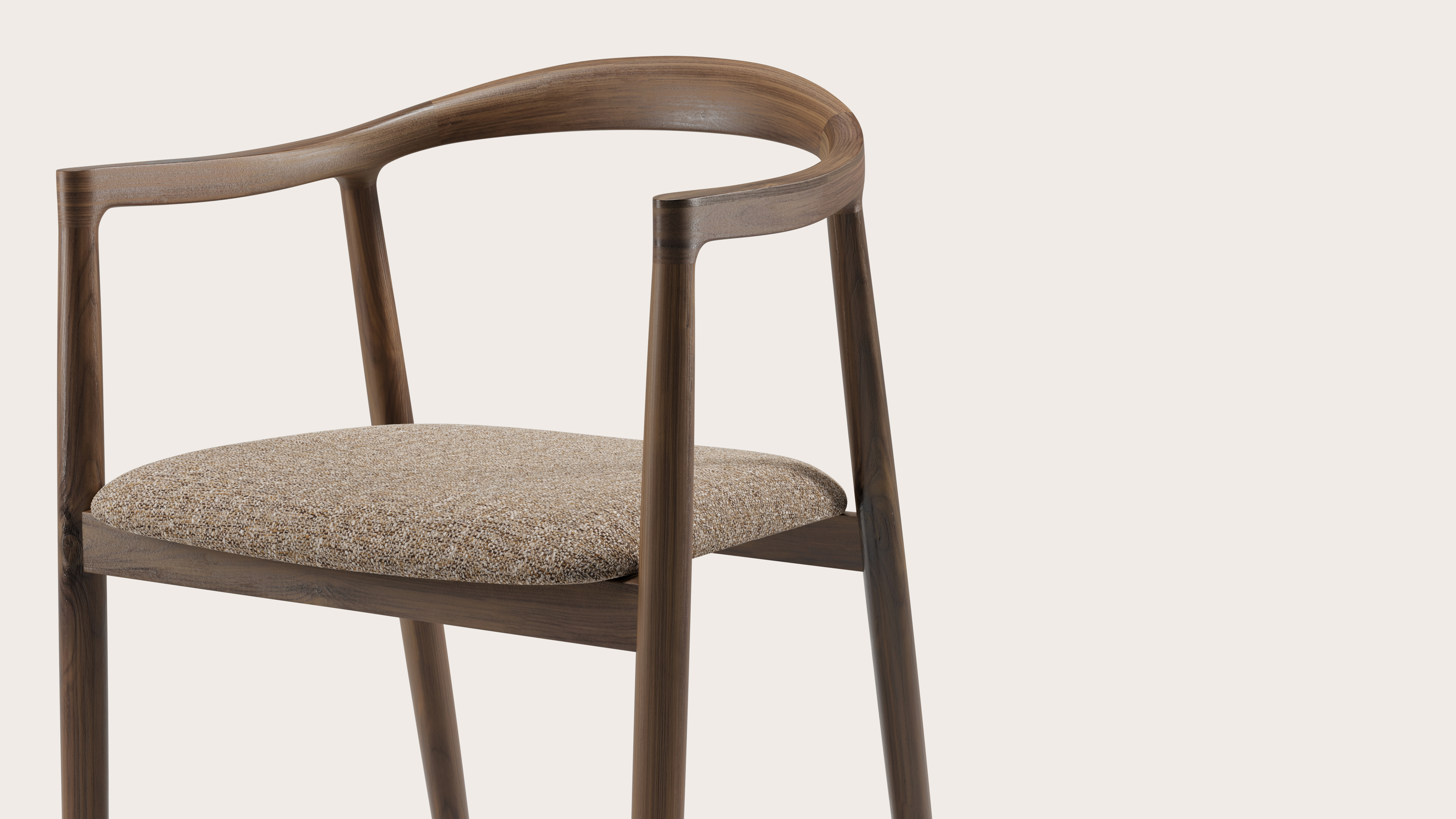 Fauteuil Noto en noyer avec assise en Stanza tissu Brown