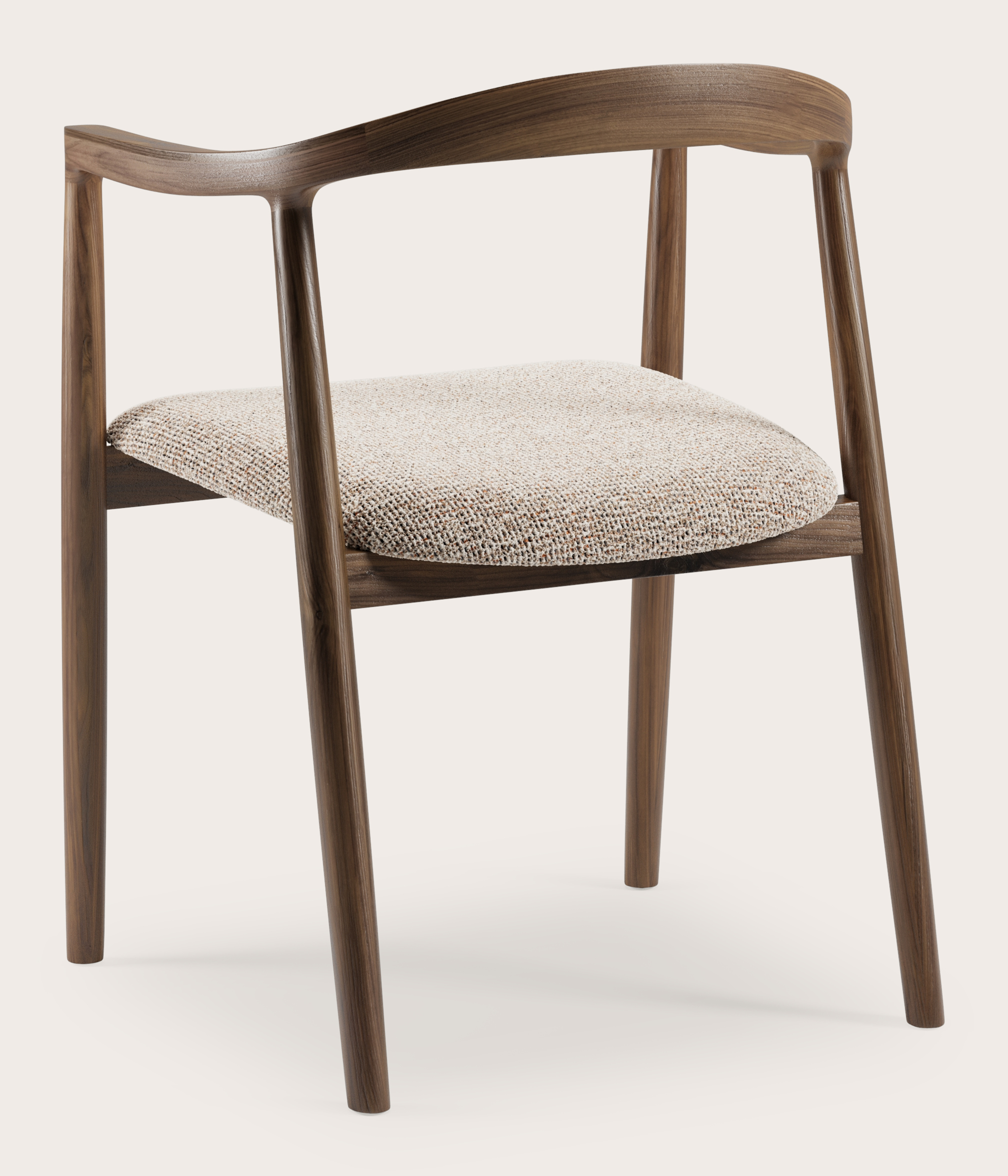 Fauteuil Noto en noyer avec assise en Fresco tissu Caramel