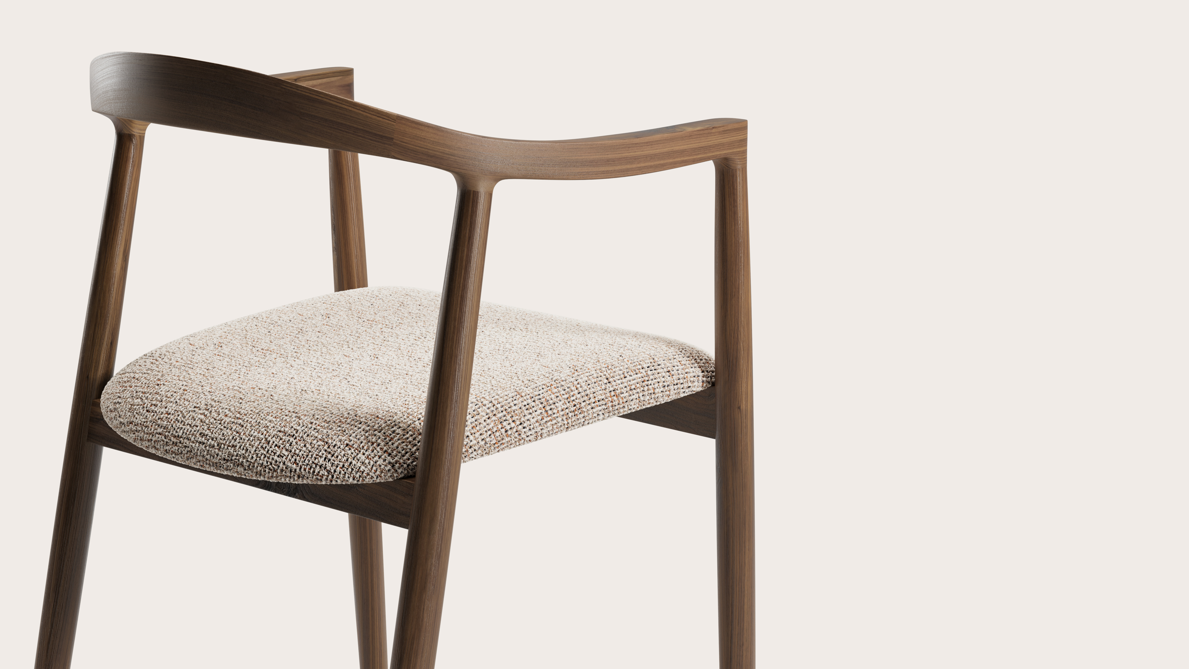 Fauteuil Noto en noyer avec assise en Fresco tissu Caramel