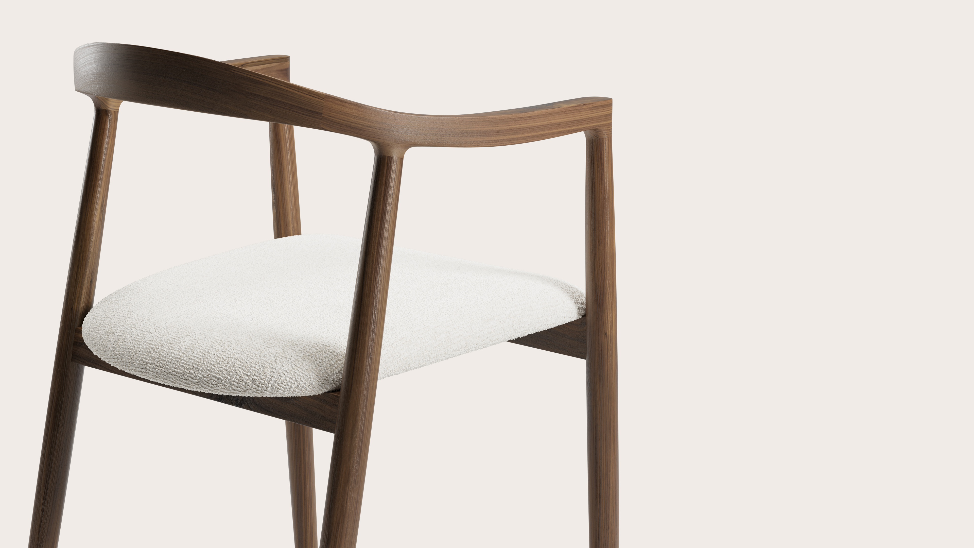 Noto armstoel in walnoot met zitting in Poco stof White