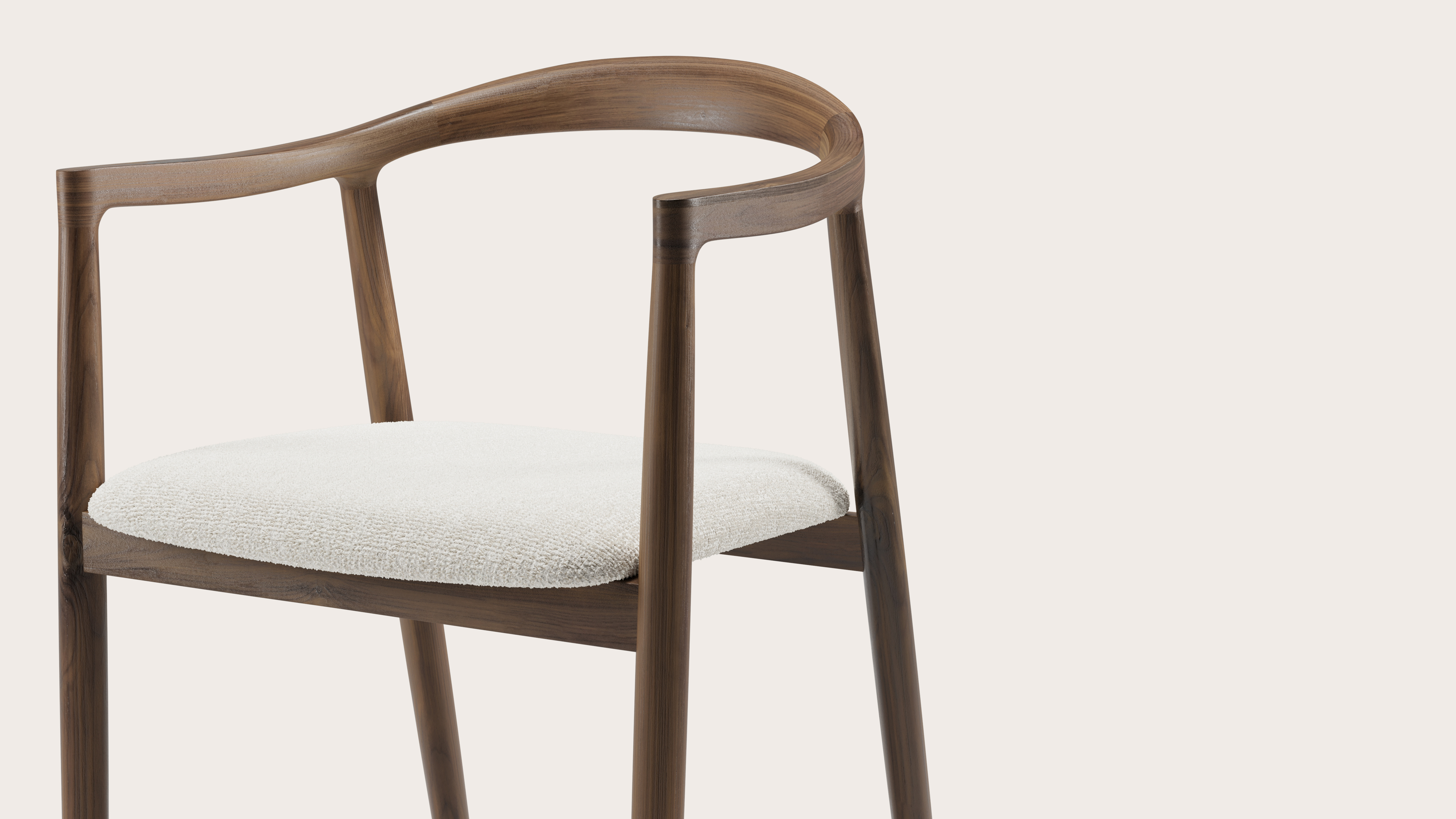Noto armstoel in walnoot met zitting in Poco stof White