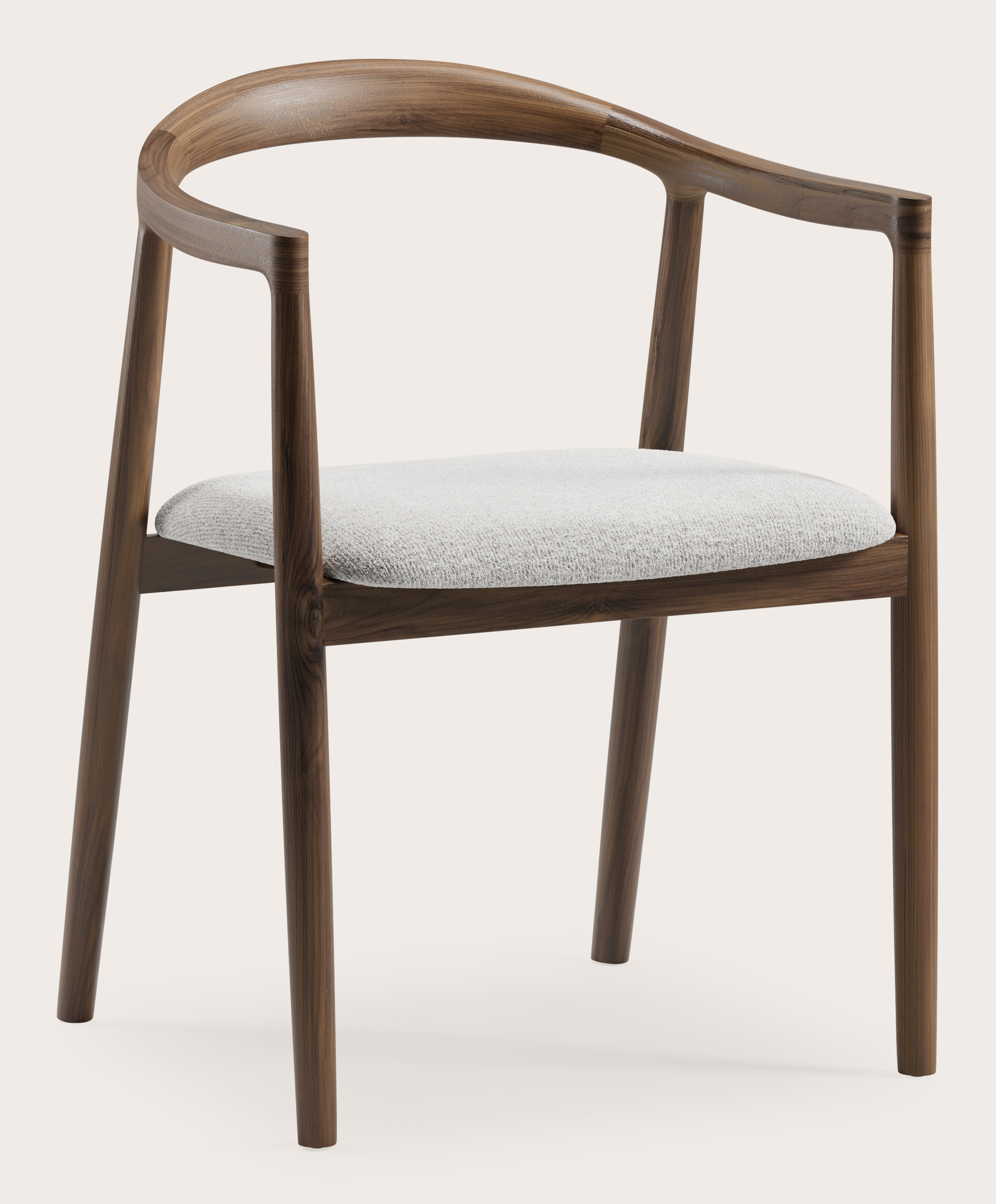 Fauteuil Noto en noyer avec assise en Nova tissu Lunar