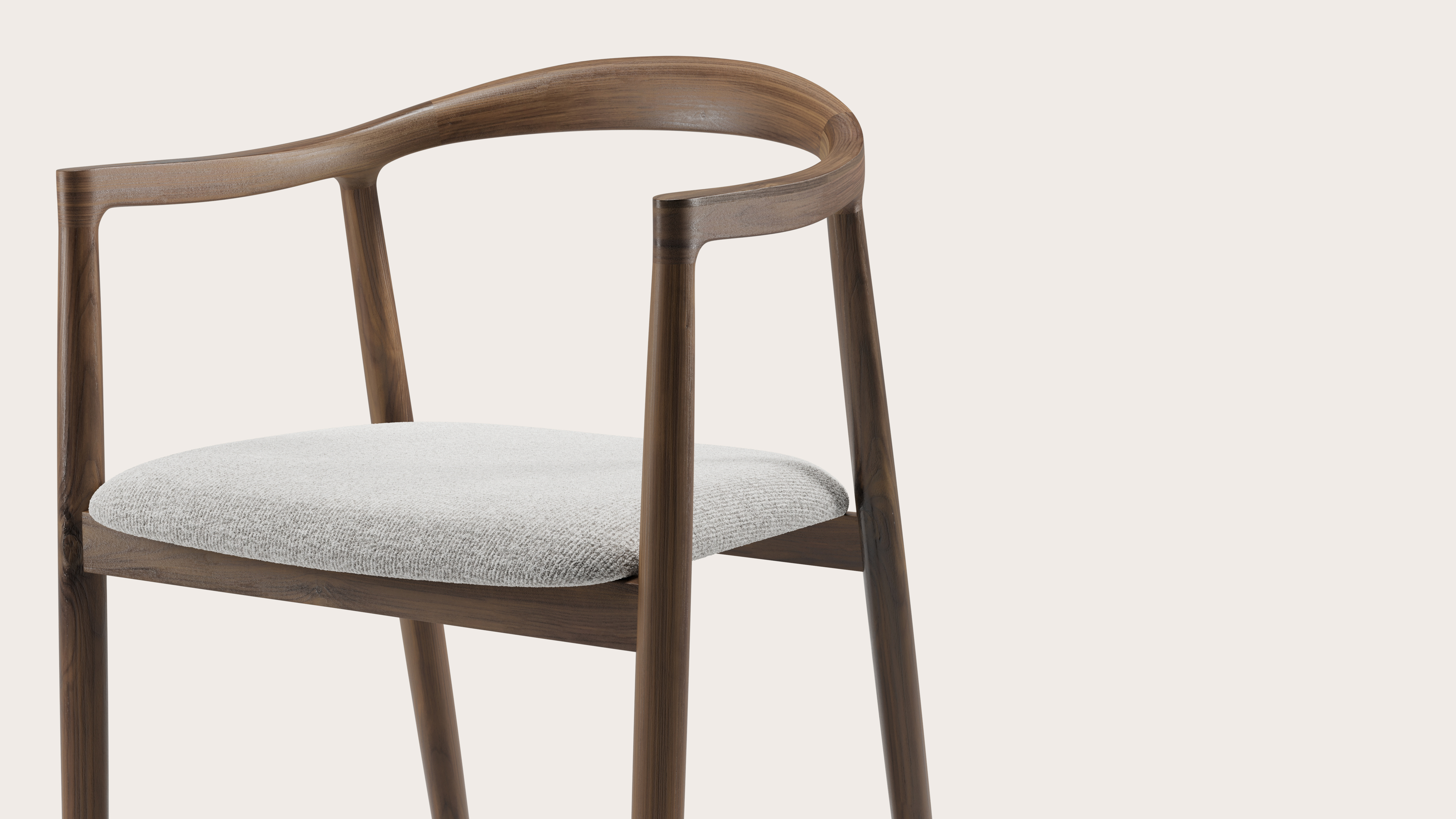 Fauteuil Noto en noyer avec assise en Nova tissu Lunar