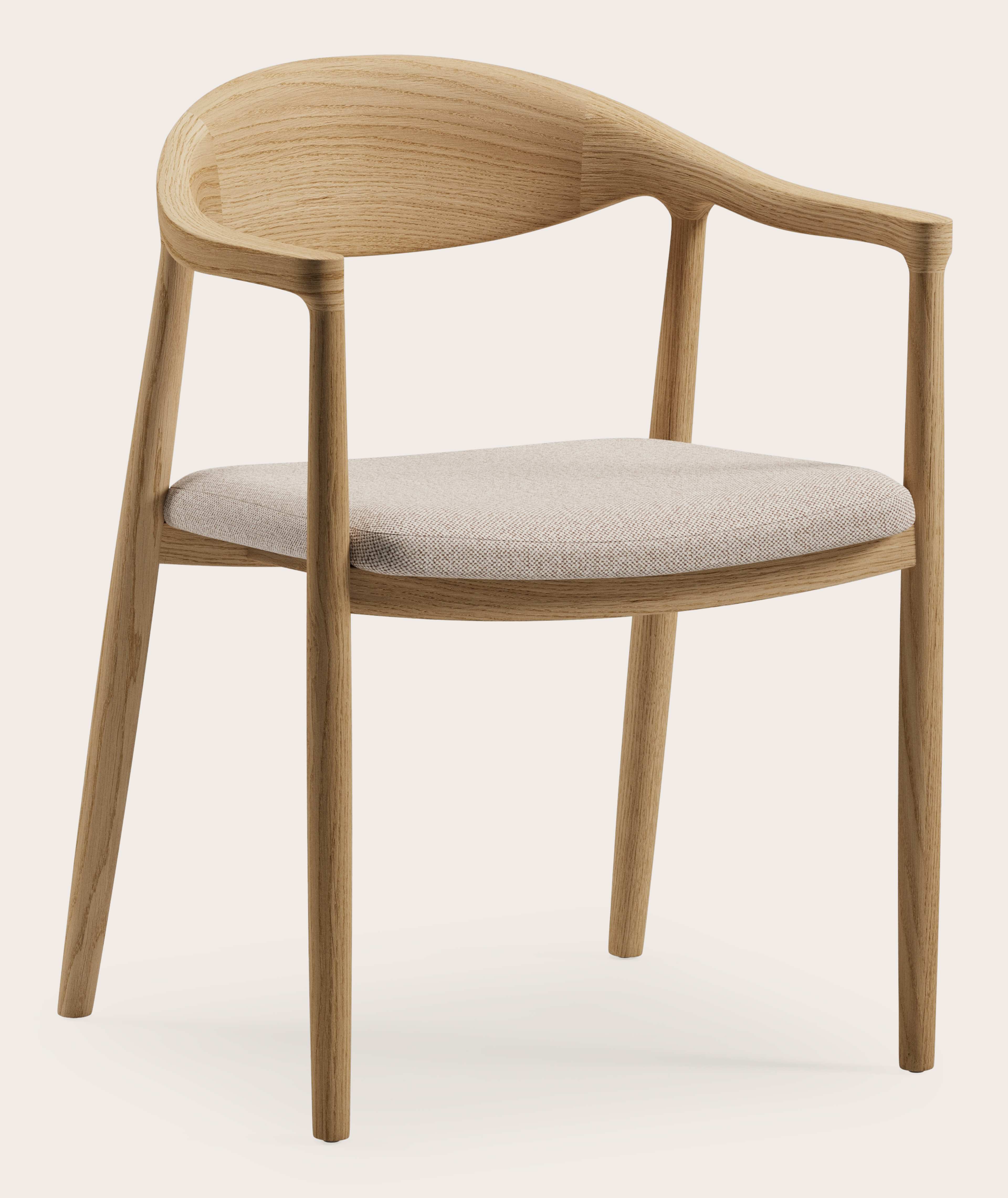 Fauteuil Padua en chêne couleur naturelle avec assise en Brio tissu Beige