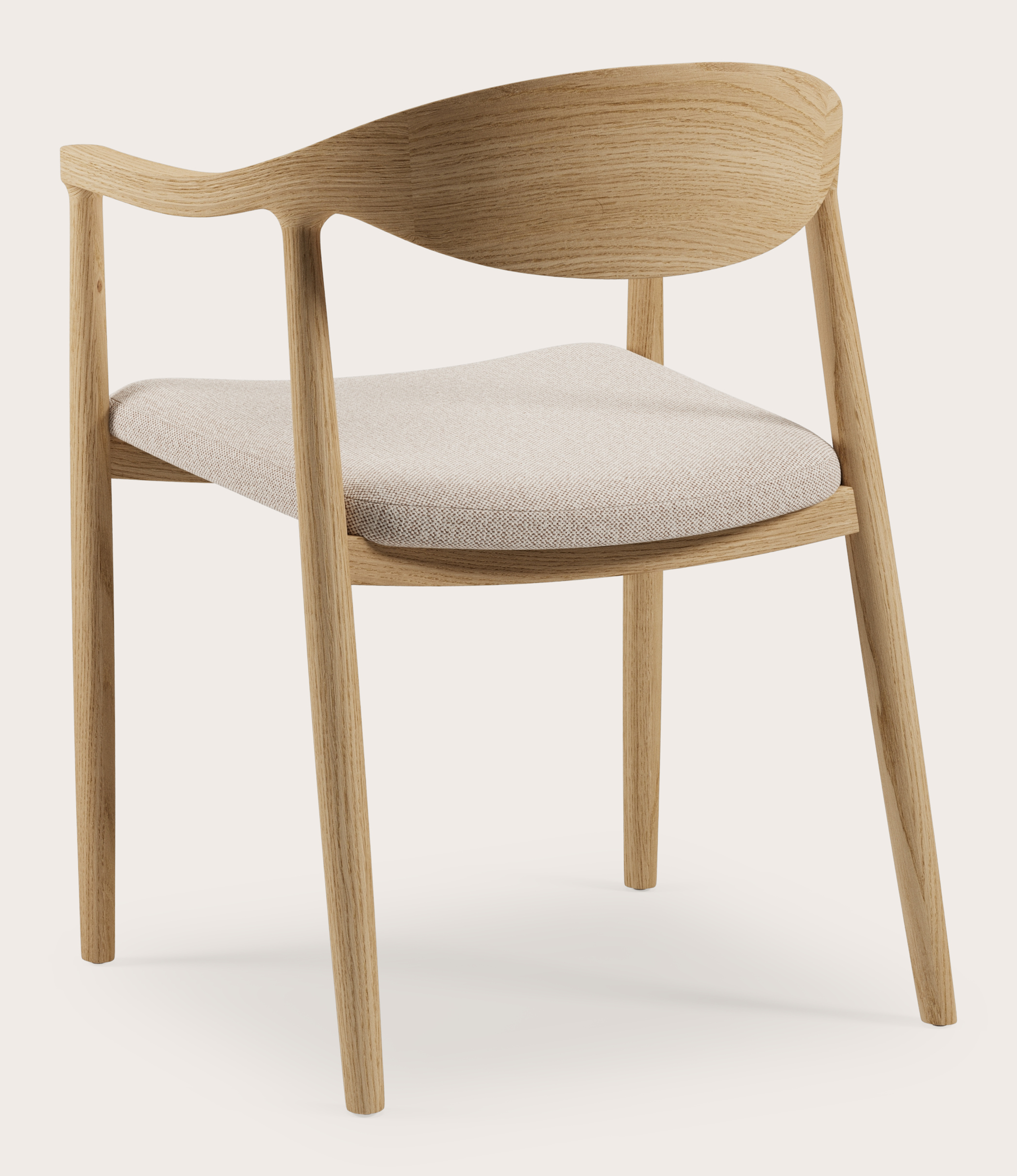 Fauteuil Padua en chêne couleur naturelle avec assise en Brio tissu Beige