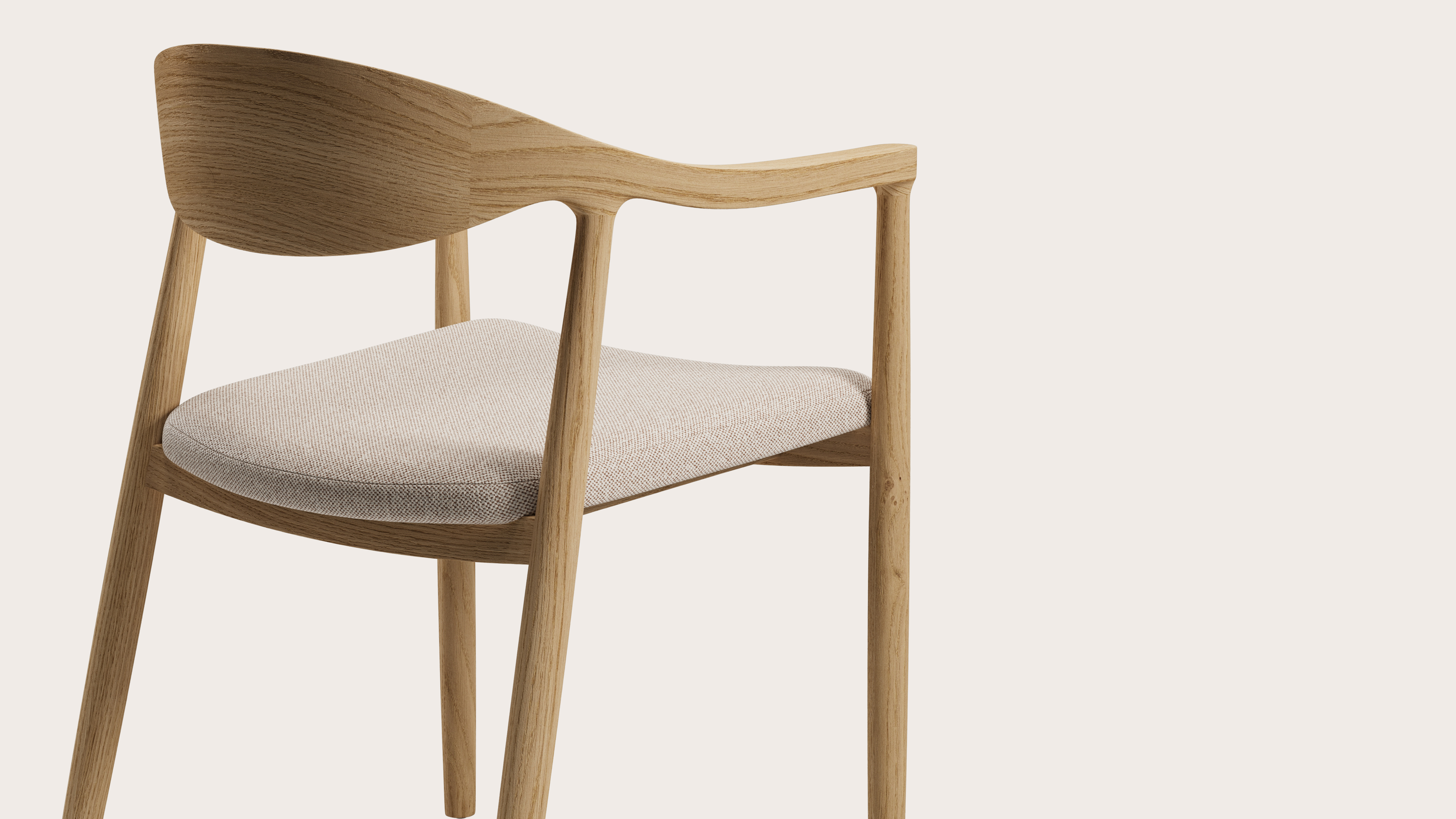 Fauteuil Padua en chêne couleur naturelle avec assise en Brio tissu Beige