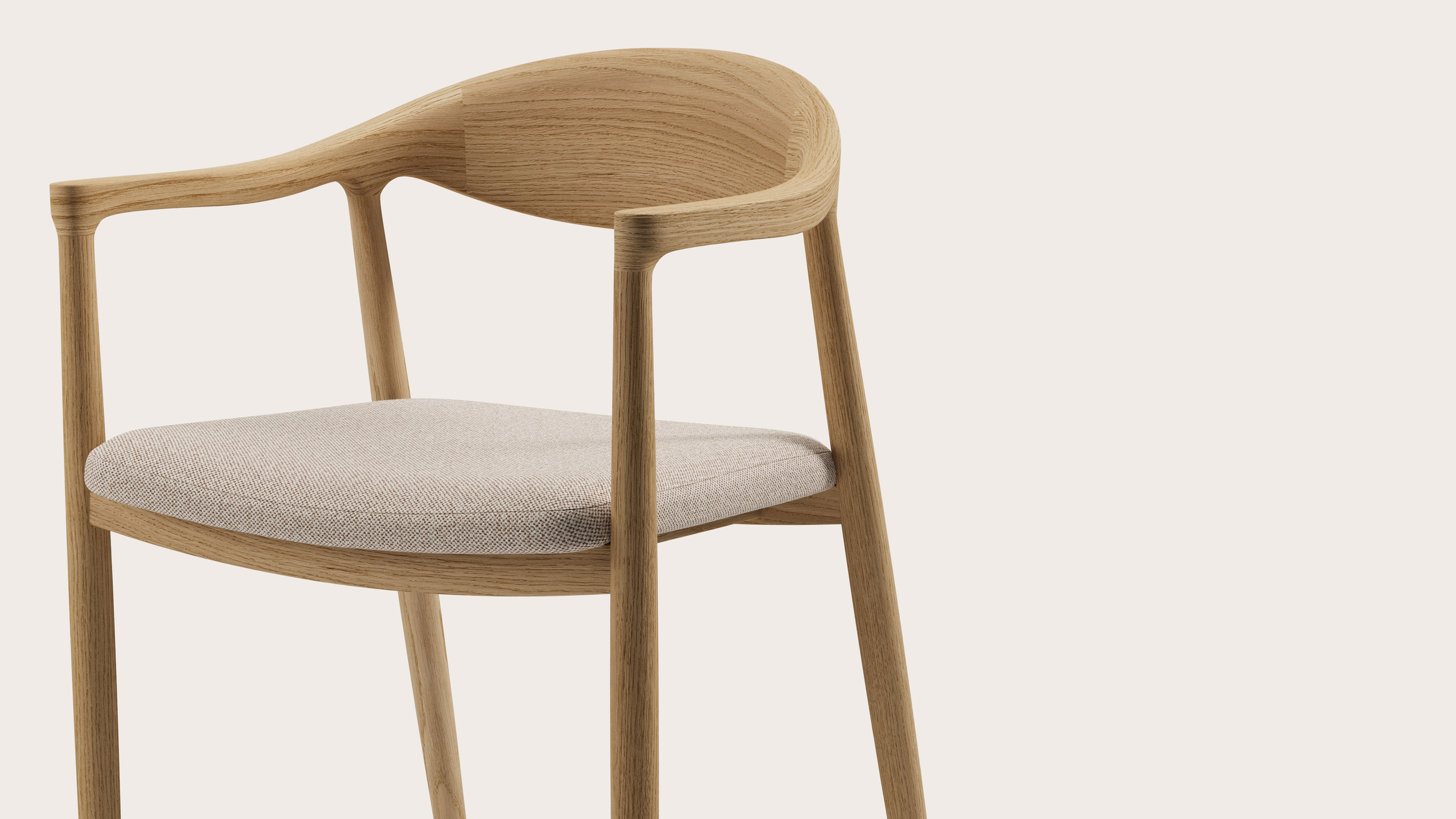 Fauteuil Padua en chêne couleur naturelle avec assise en Brio tissu Beige