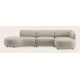 Canapé d'angle L 3 places avec extrémité ouverte gauche et chaise longue droite