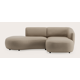 Canapé d'angle L 2 places avec extrémité ouverte gauche et chaise longue droite
