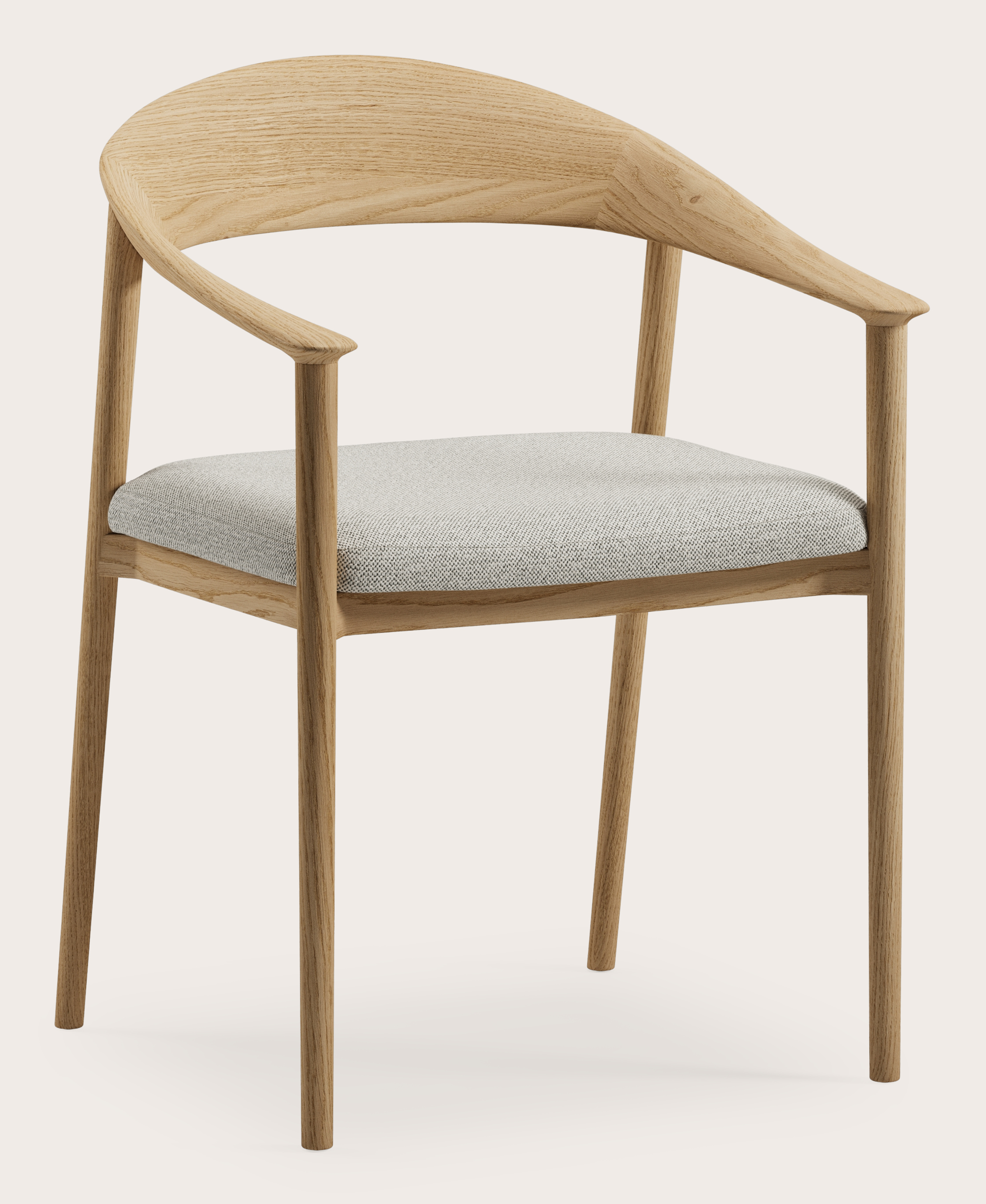 Fauteuil Cerso en chêne couleur naturelle avec assise en Brio tissu Light Grey