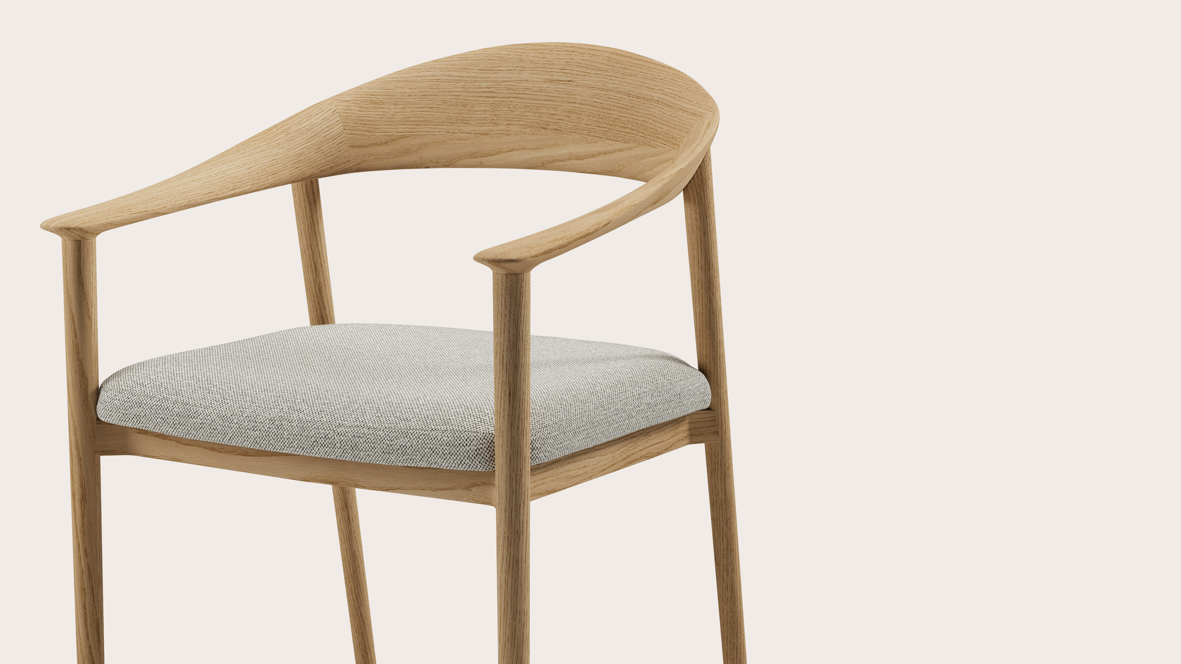 Fauteuil Cerso en chêne couleur naturelle avec assise en Brio tissu Light Grey