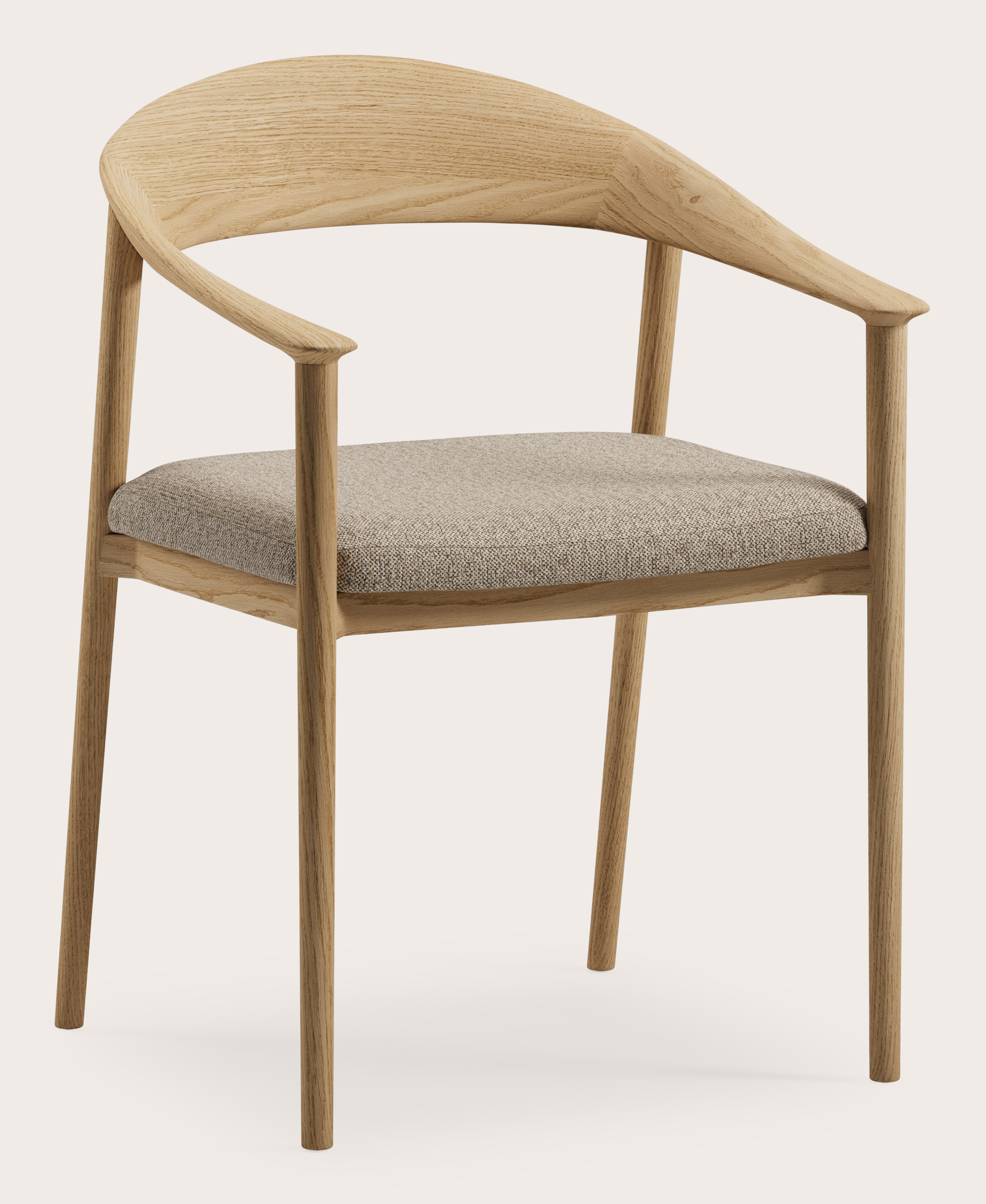 Cerso armstoel in natuurkleurige eik met zitting in Brio stof Sesame