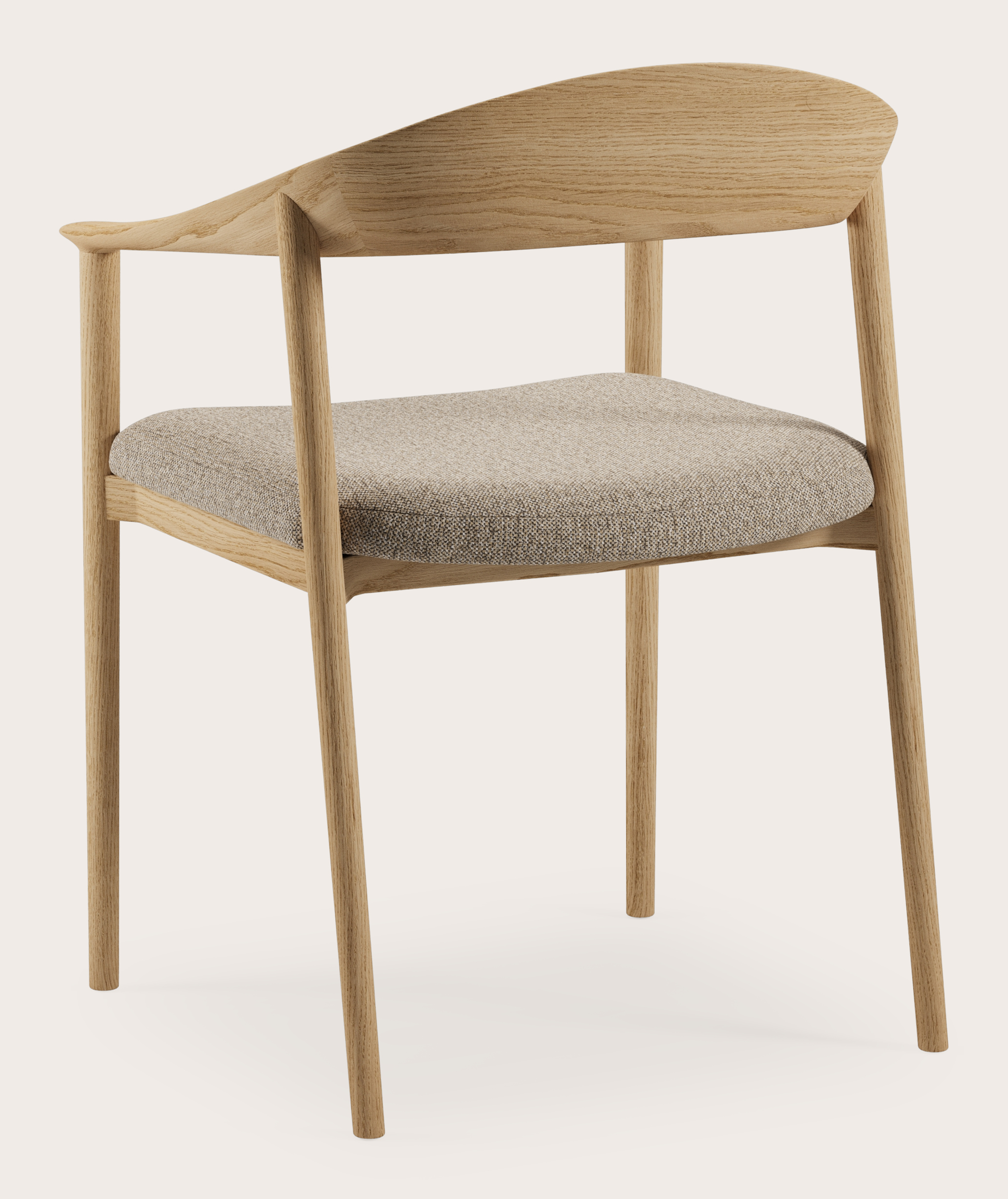 Cerso armstoel in natuurkleurige eik met zitting in Brio stof Sesame