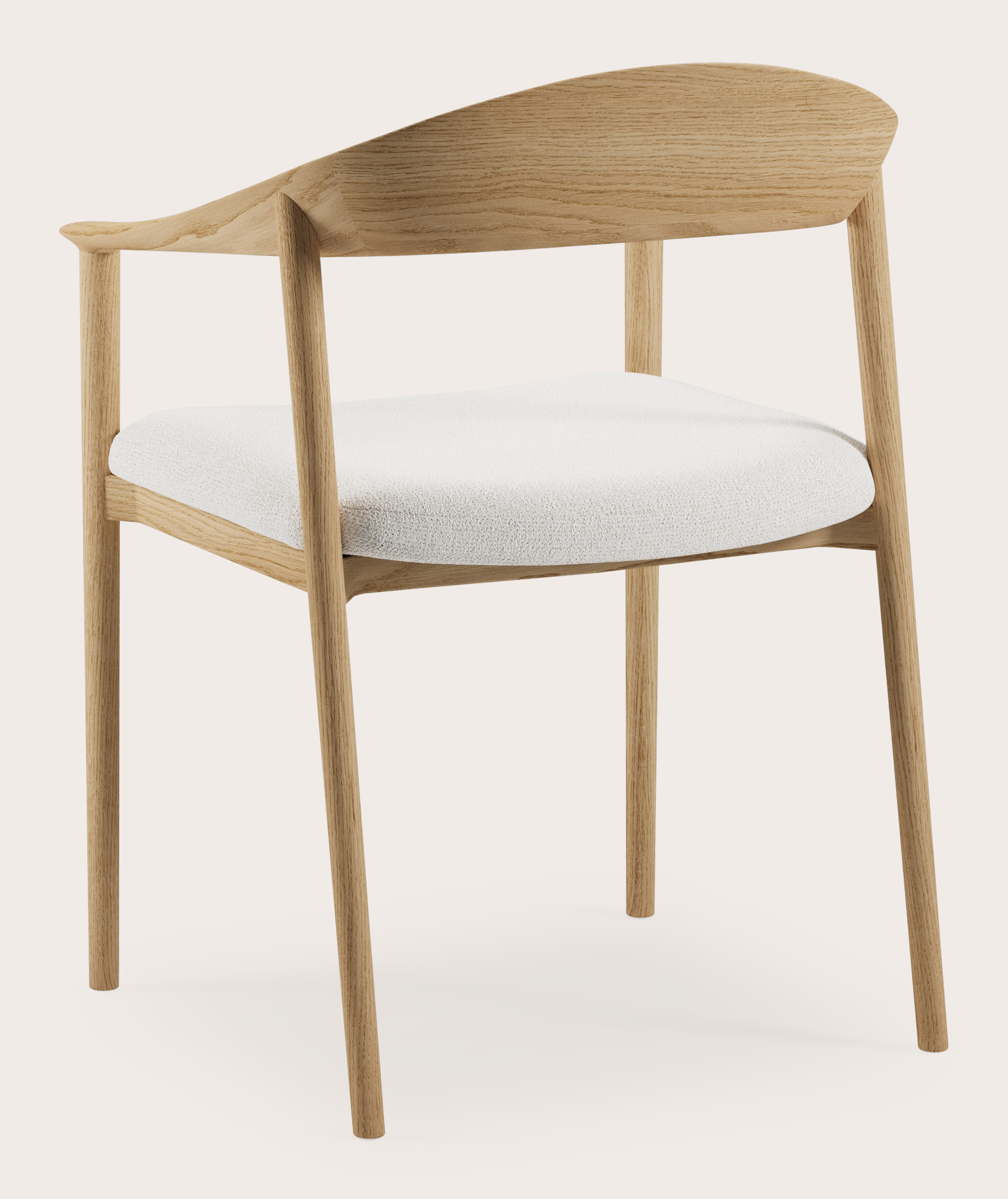 Fauteuil Cerso en chêne couleur naturelle avec assise en Dolce tissu Feather