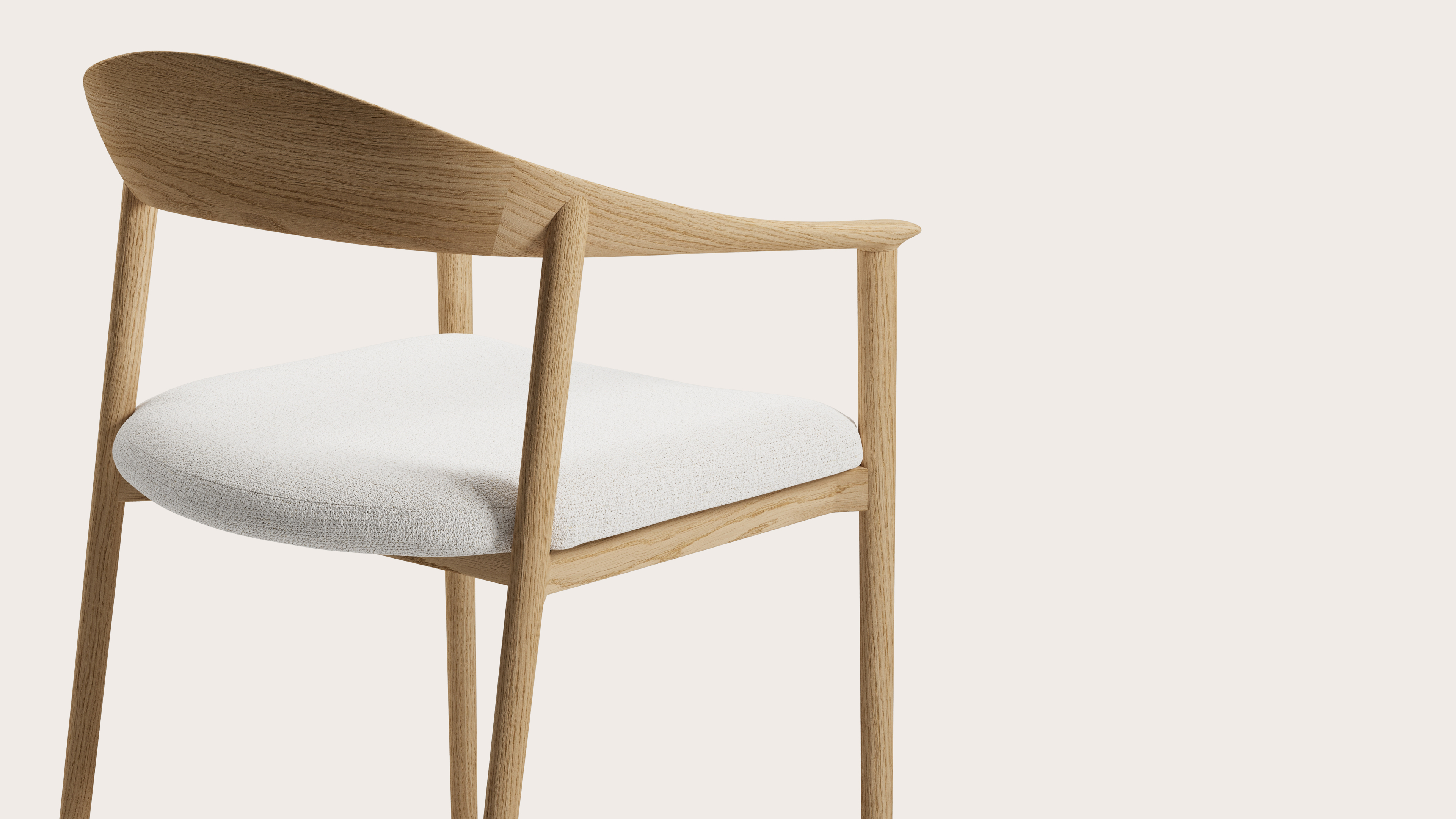 Fauteuil Cerso en chêne couleur naturelle avec assise en Dolce tissu Feather