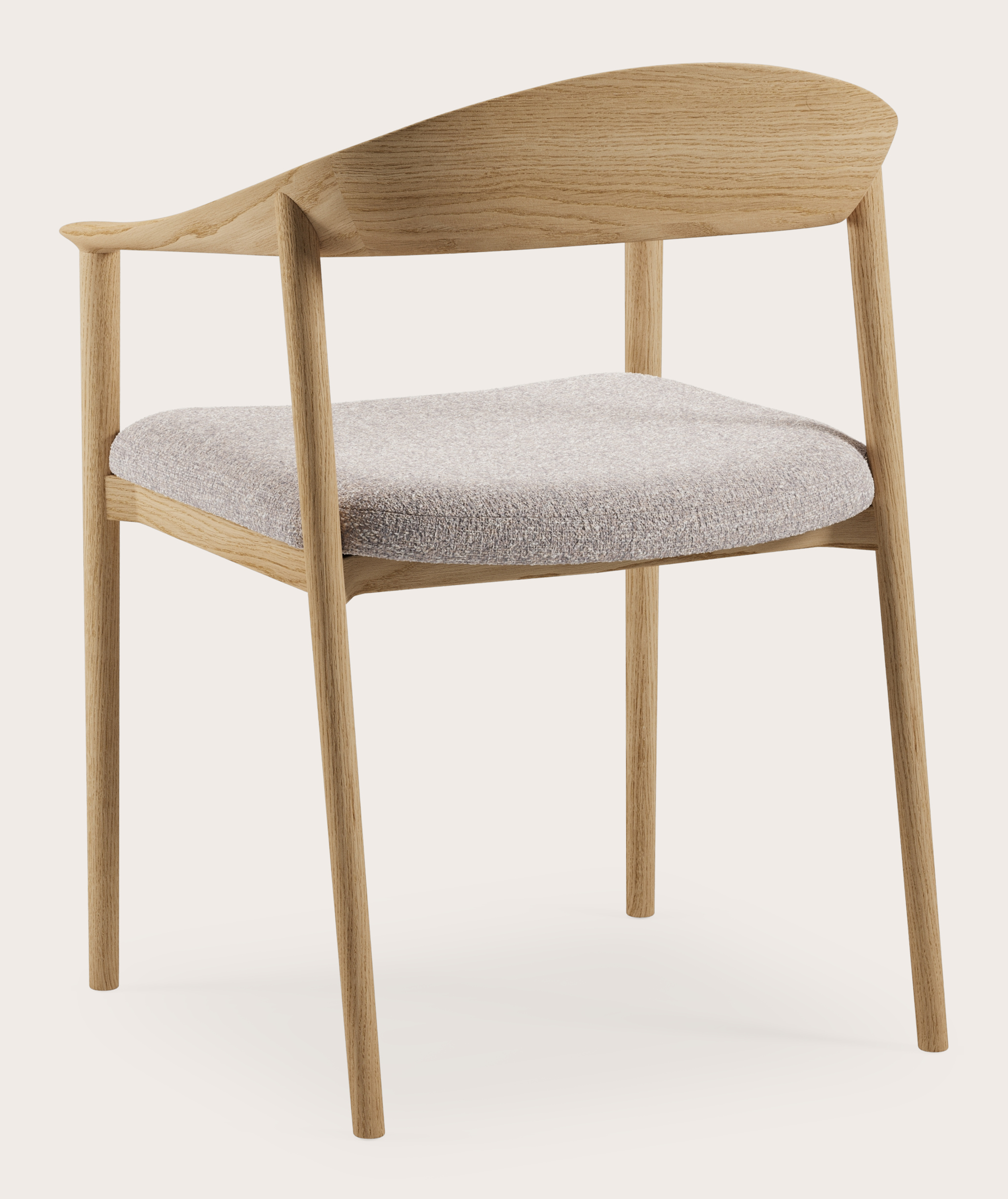 Fauteuil Cerso en chêne couleur naturelle avec assise en Stanza tissu Shell