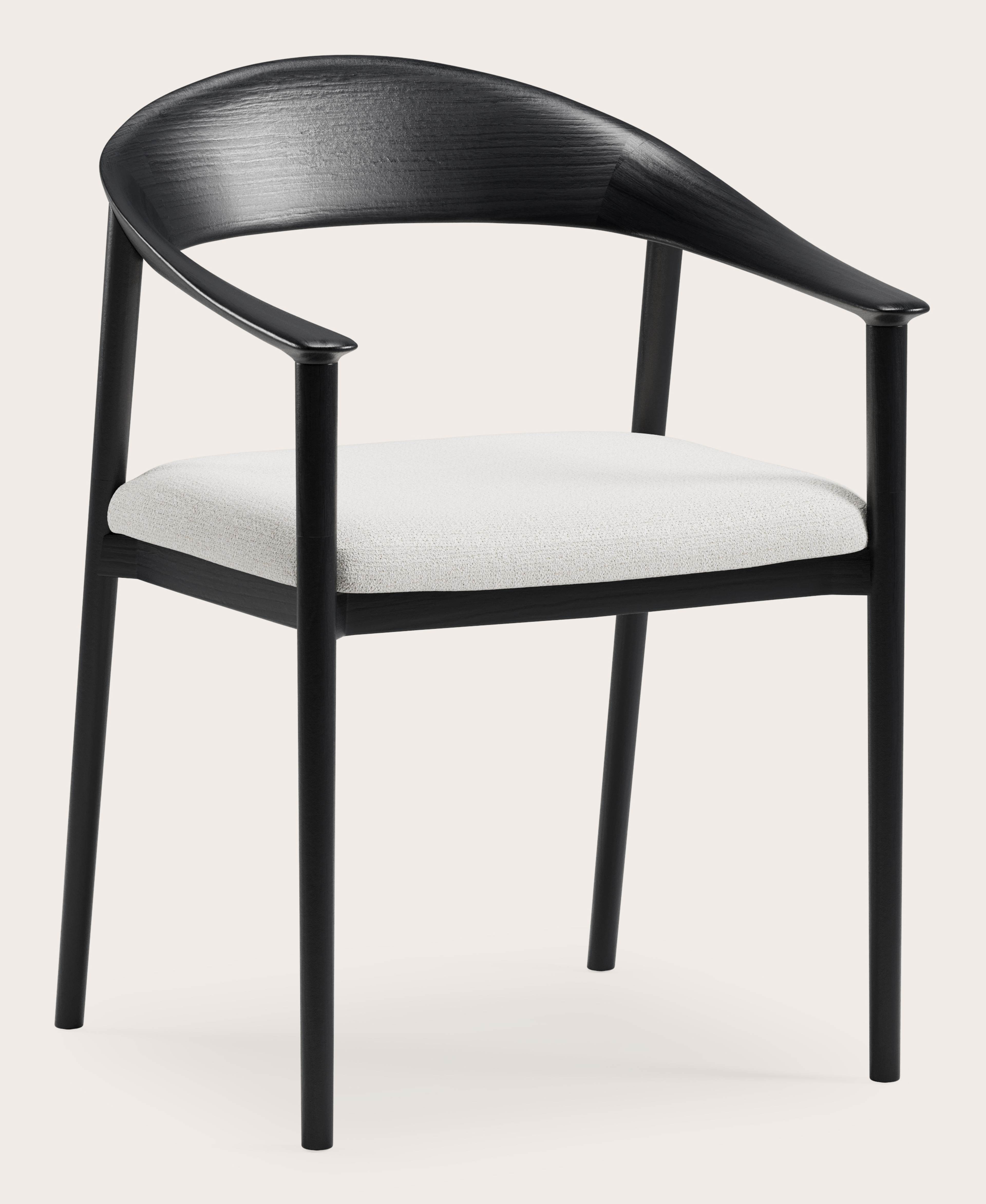 Fauteuil Cerso en chêne noir avec assise en Dolce tissu Feather