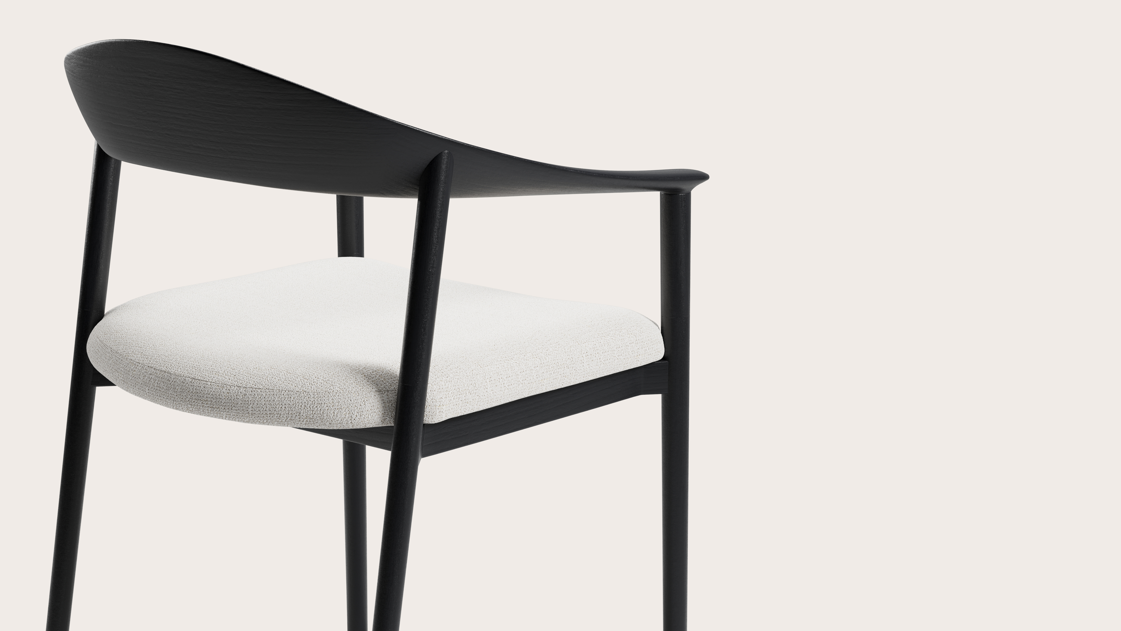 Fauteuil Cerso en chêne noir avec assise en Dolce tissu Feather