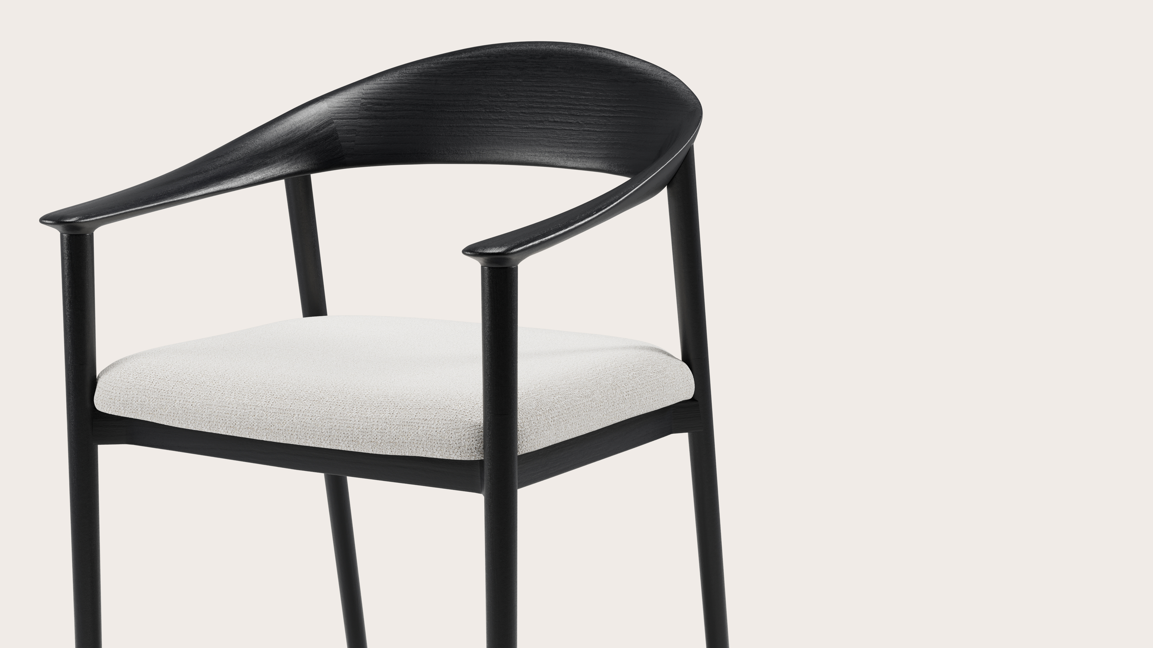 Fauteuil Cerso en chêne noir avec assise en Dolce tissu Feather