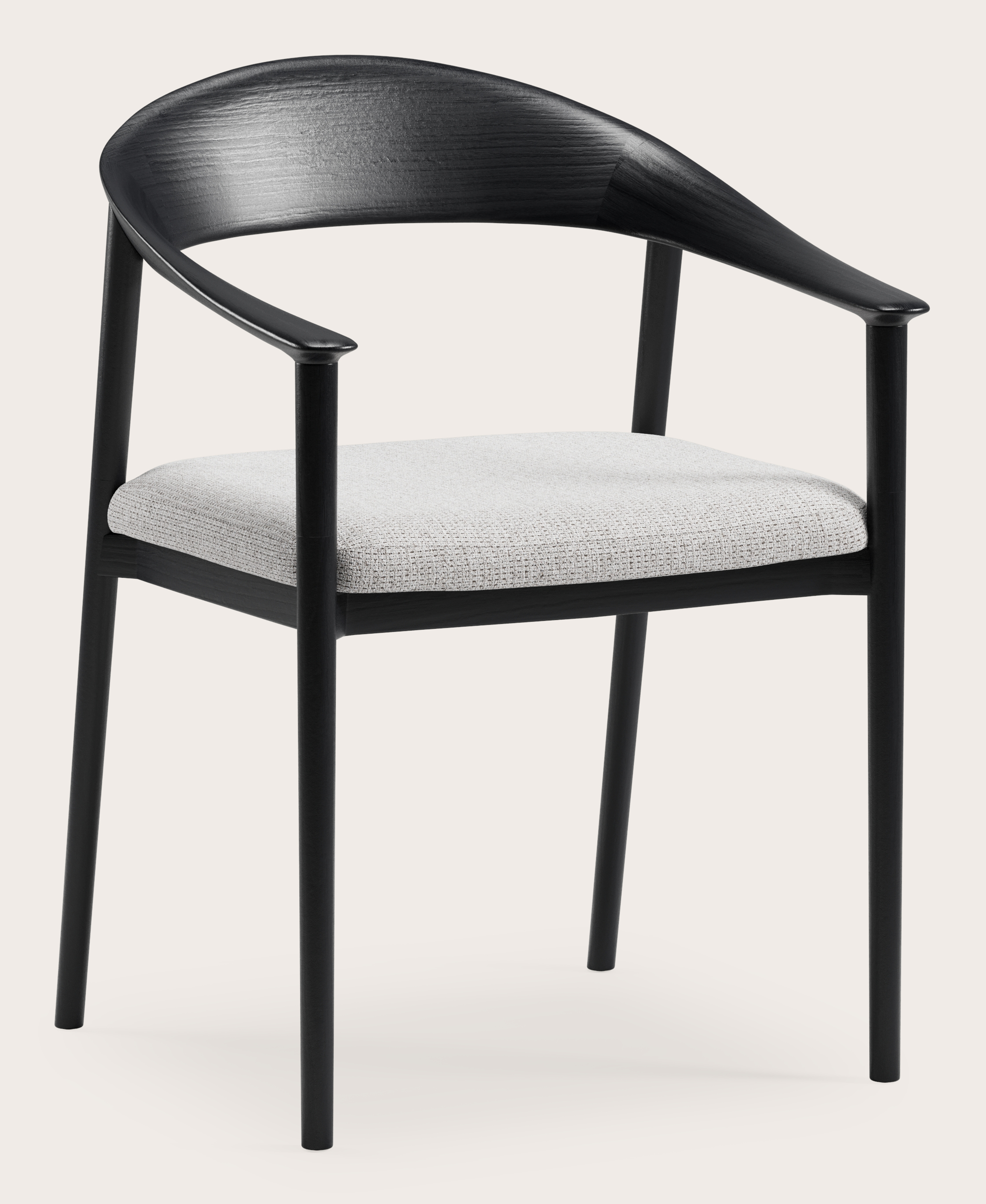 Fauteuil Cerso en chêne noir avec assise en Fuga tissu Grey