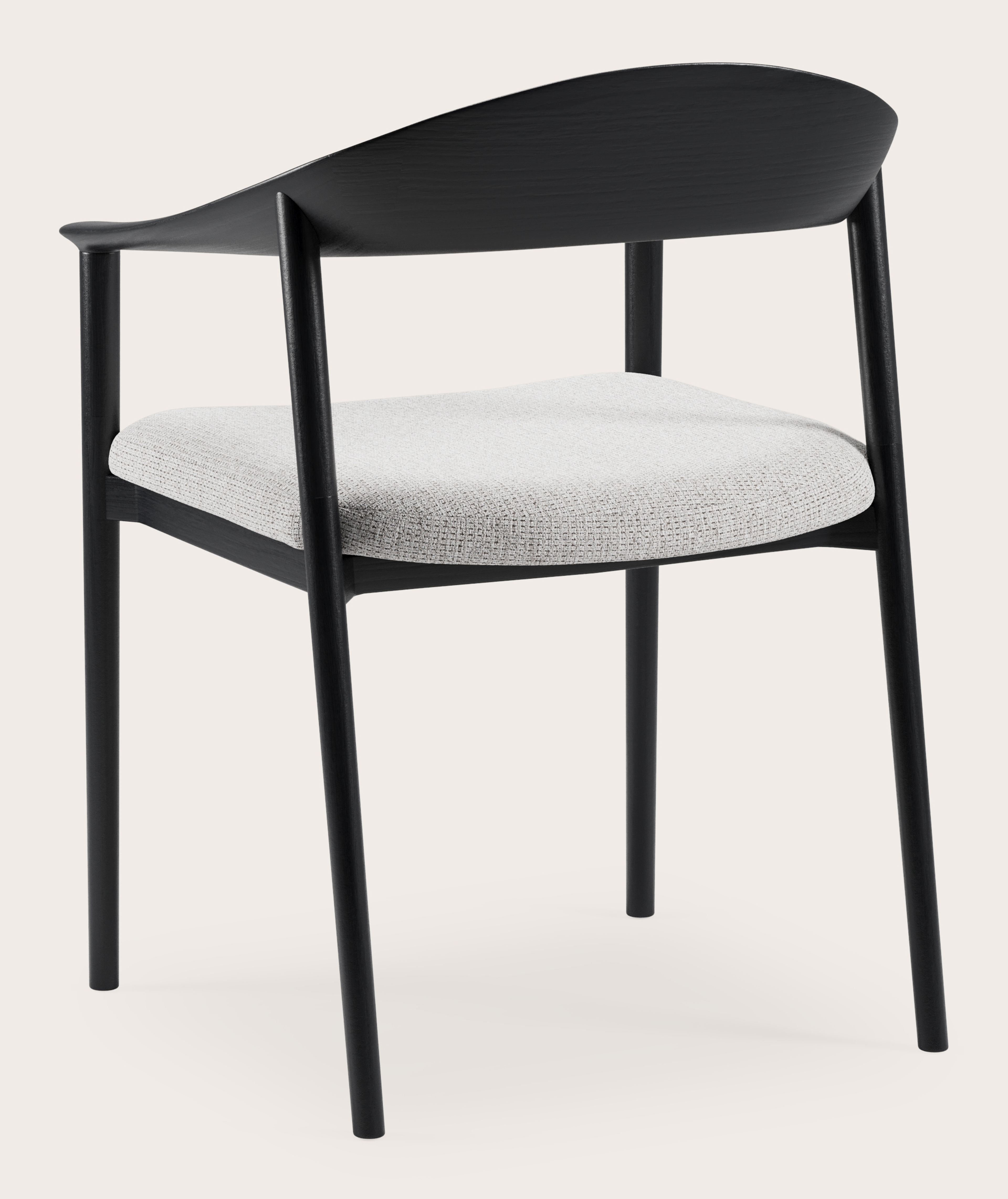 Fauteuil Cerso en chêne noir avec assise en Fuga tissu Grey