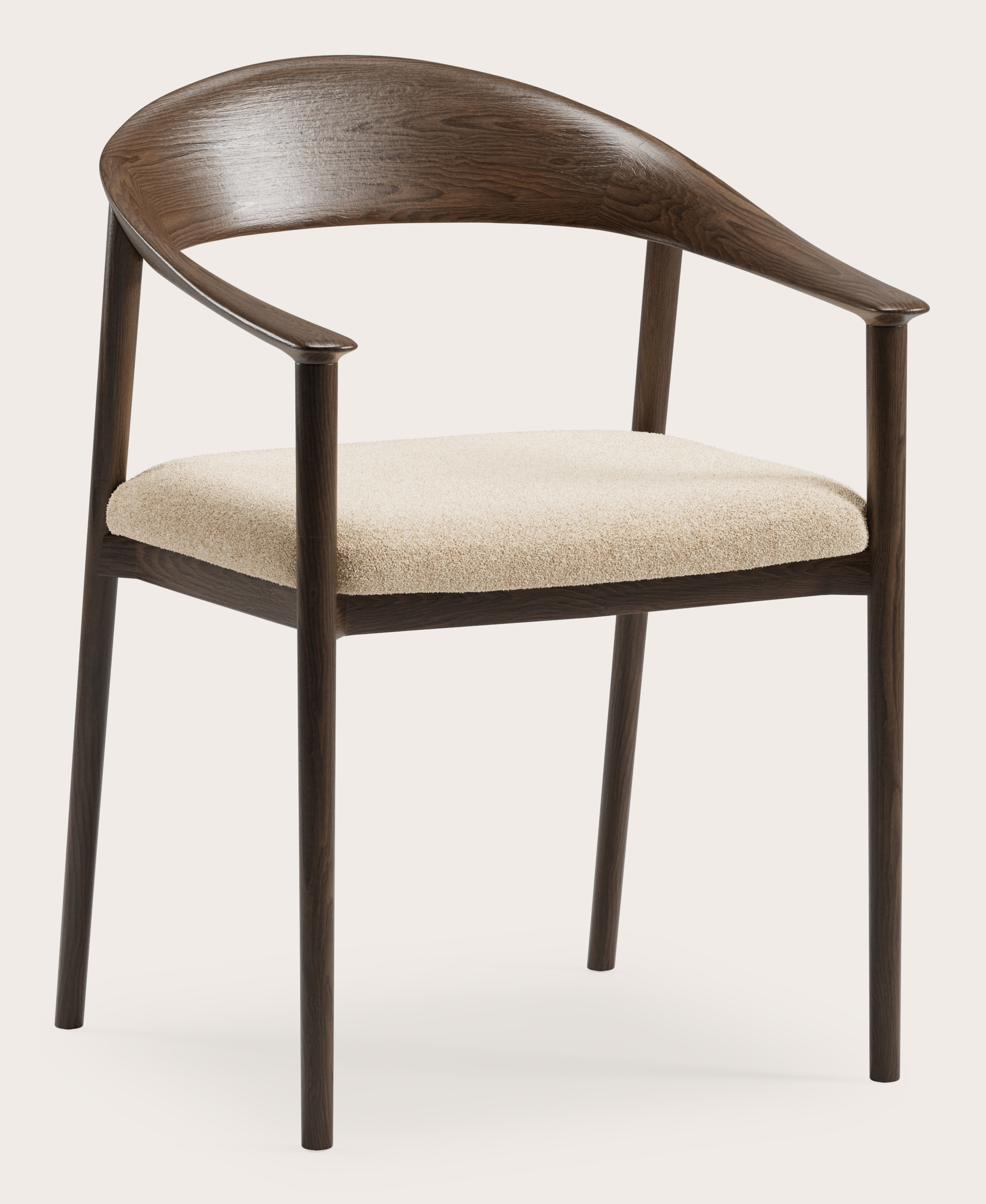 Fauteuil Cerso en chêne fumé avec assise en Aria tissu Beige