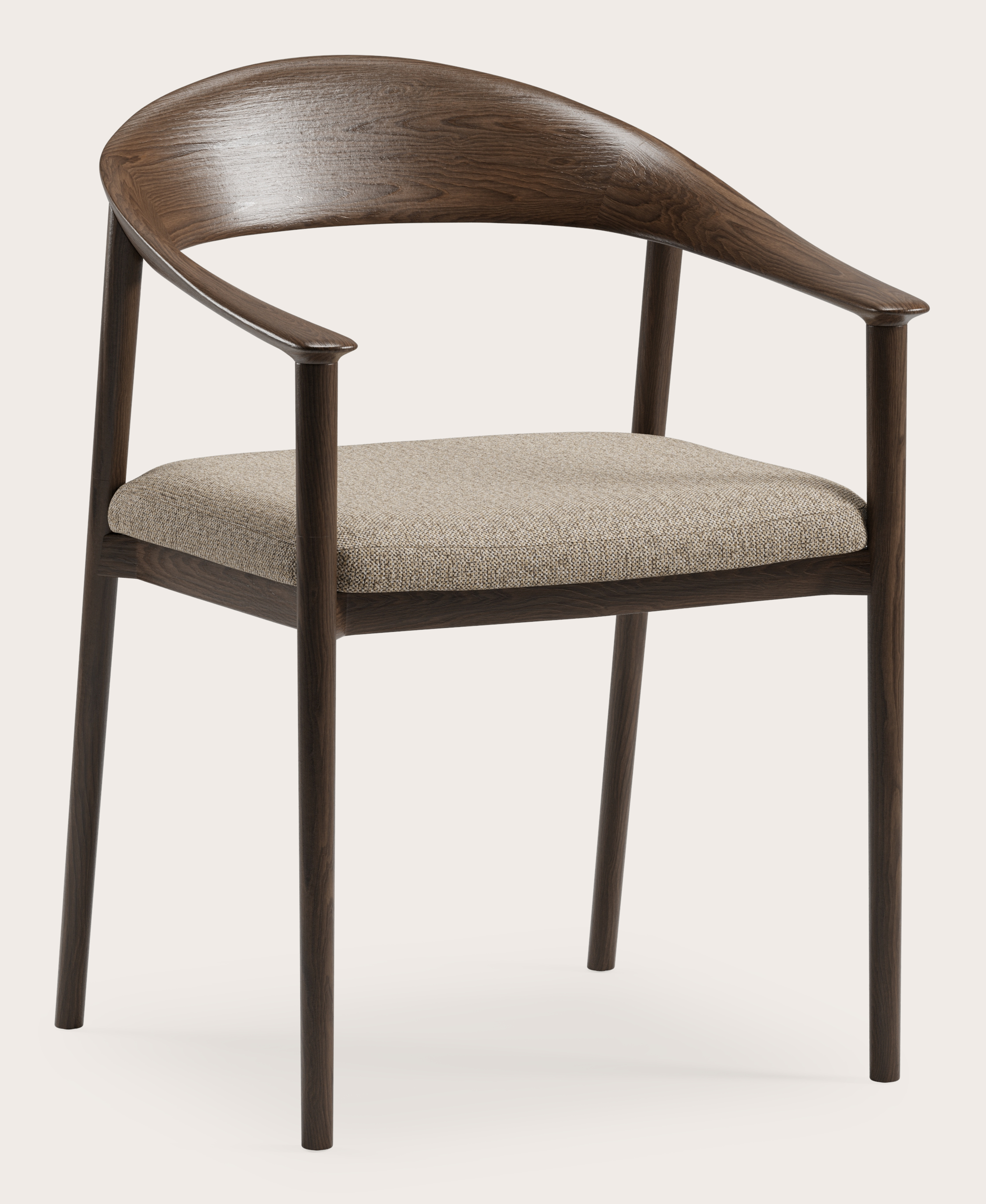 Fauteuil Cerso en chêne fumé avec assise en Brio tissu Sesame
