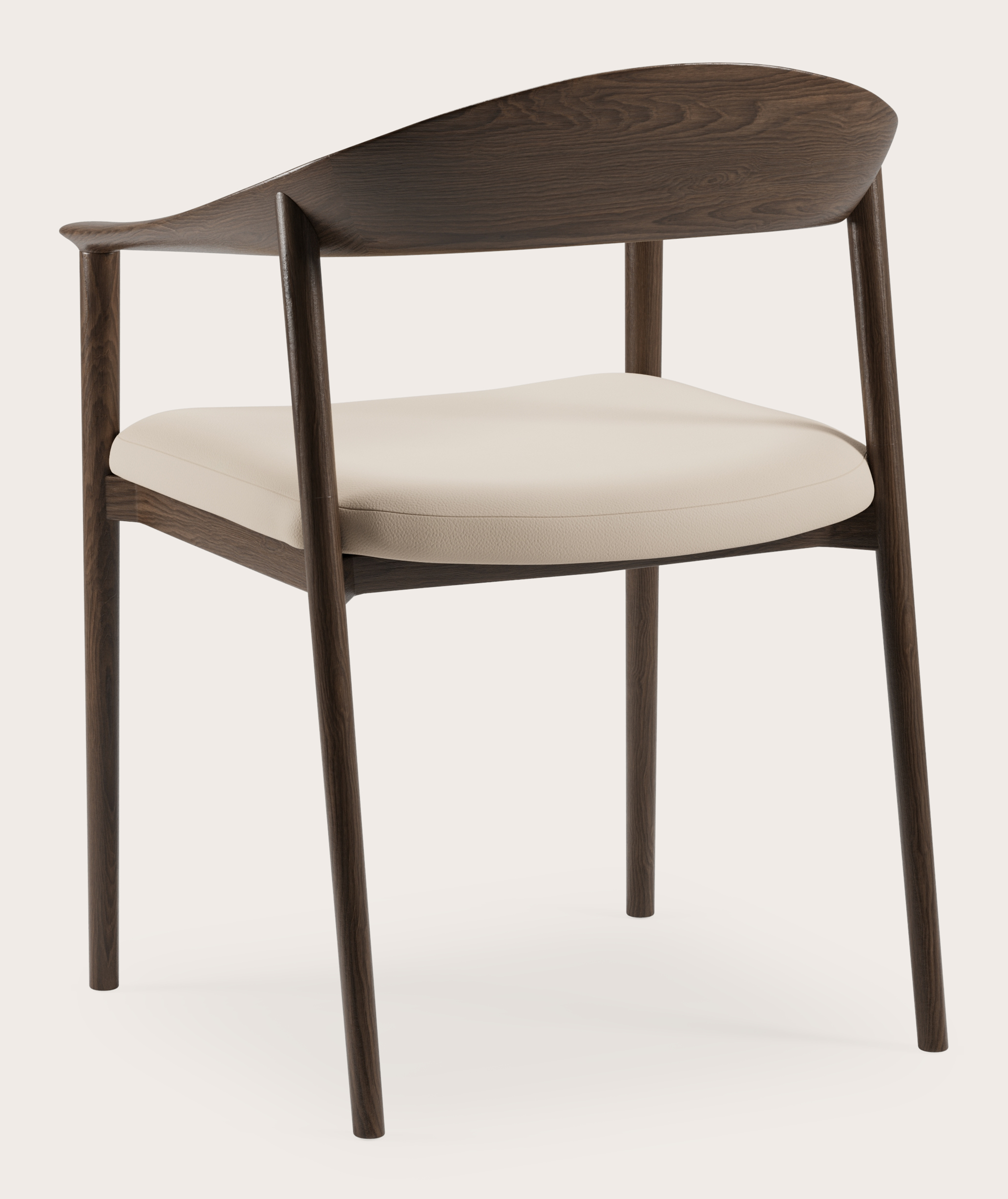 Cerso armstoel in gerookte eik met zitting in Cuiro leder Latte