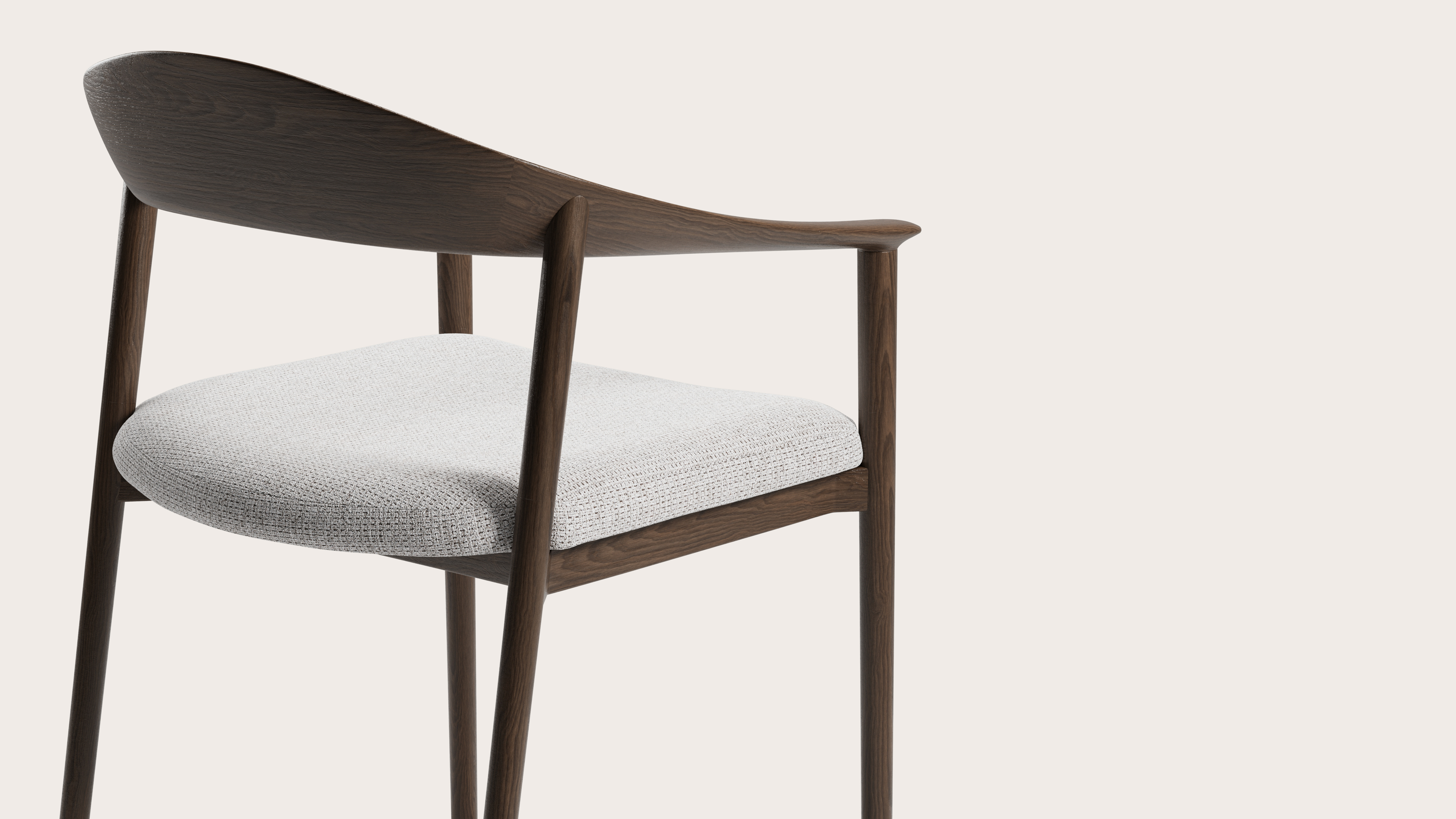 Fauteuil Cerso en chêne fumé avec assise en Fuga tissu Grey