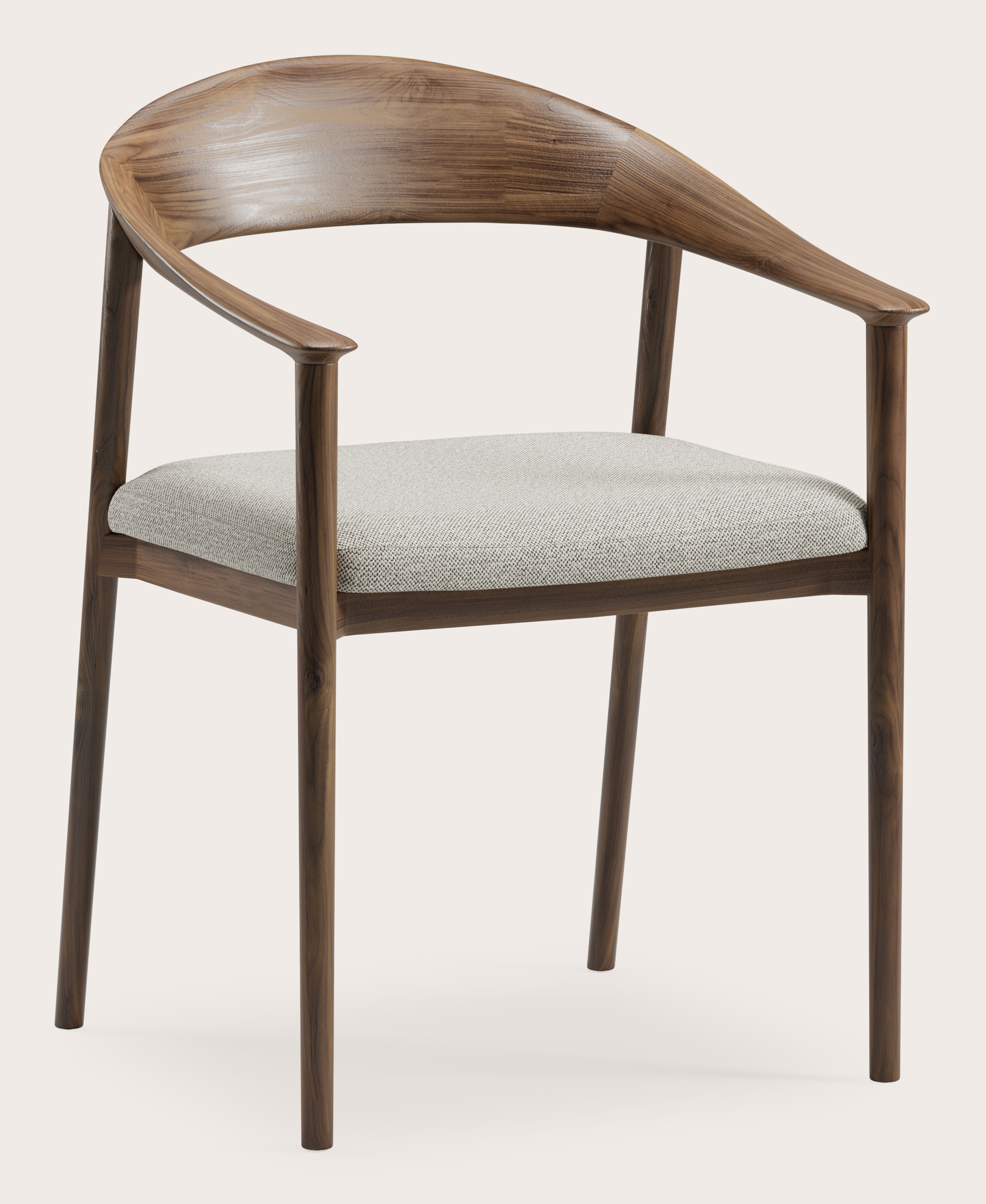 Cerso armstoel in walnoot met zitting in Brio stof Light Grey
