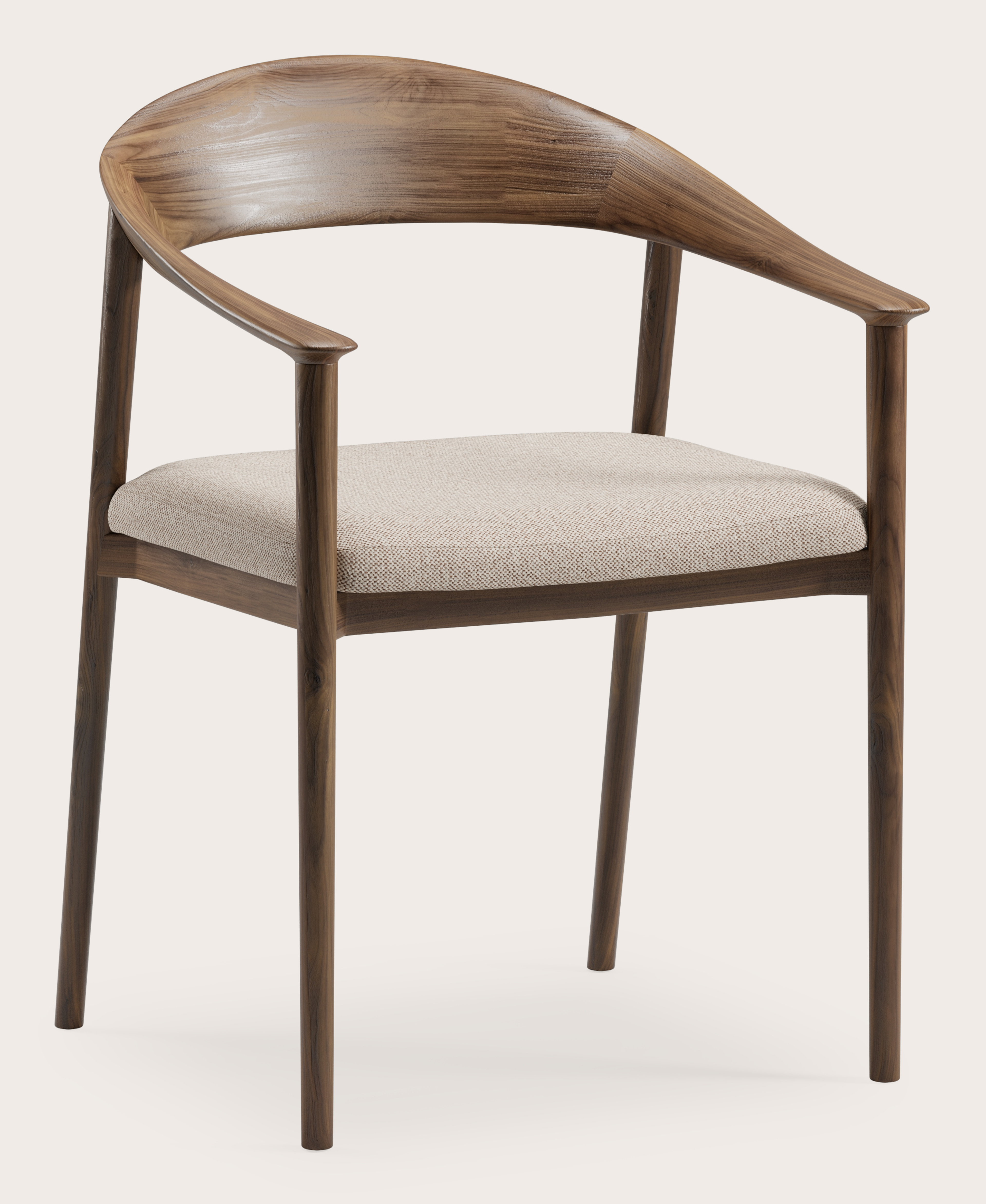 Cerso armstoel in walnoot met zitting in Brio stof Beige