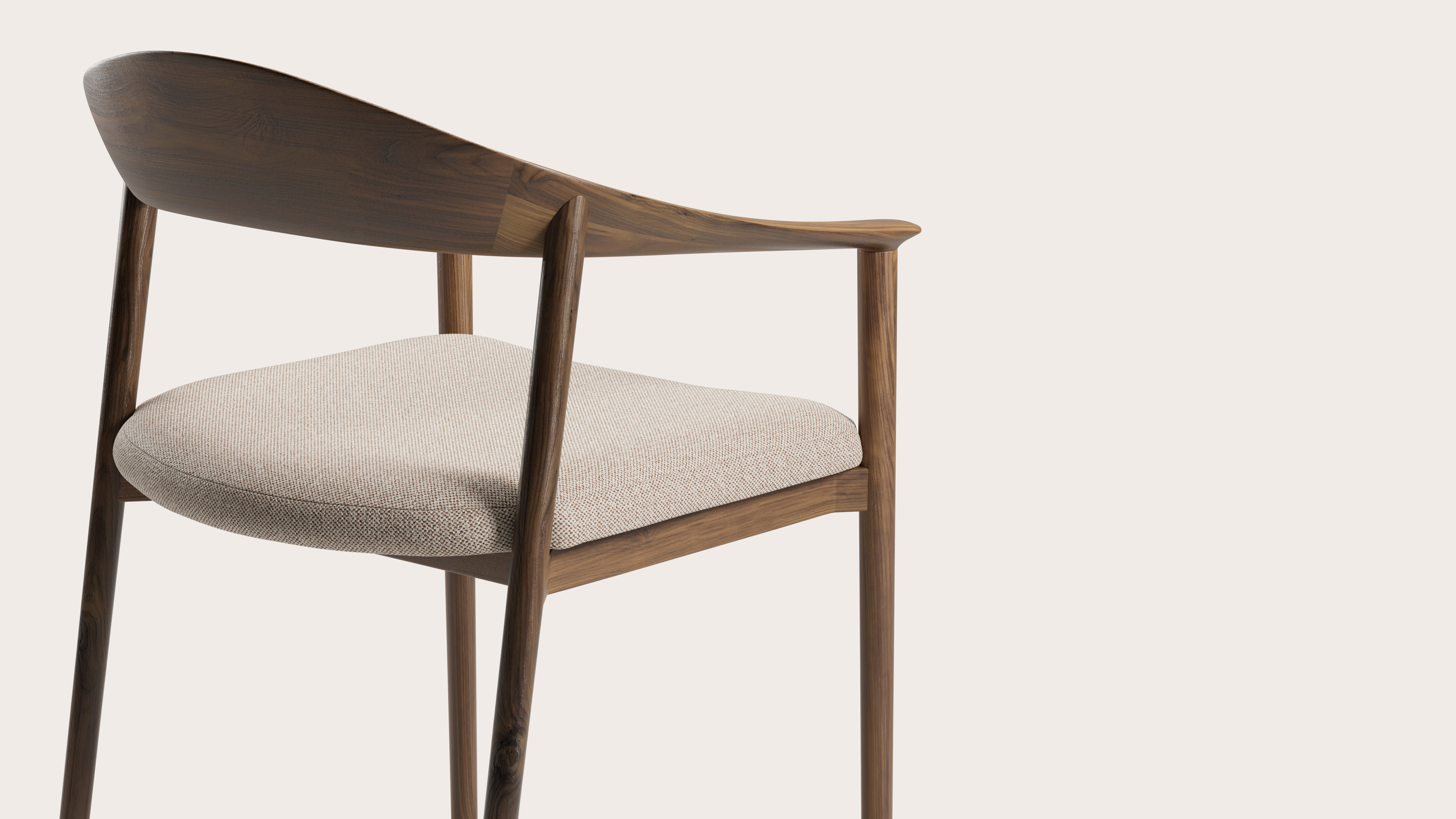 Cerso armstoel in walnoot met zitting in Brio stof Beige