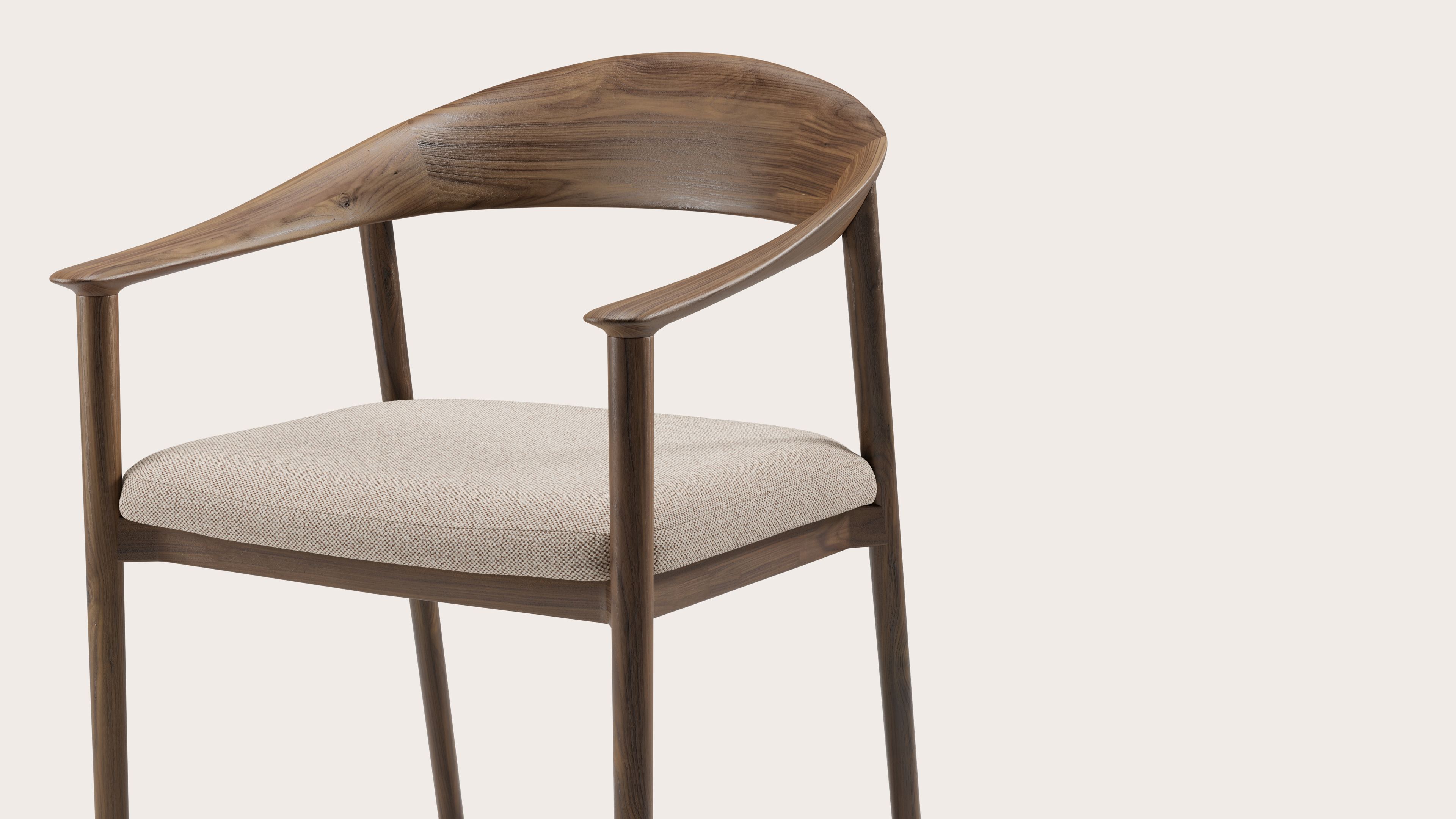 Cerso armstoel in walnoot met zitting in Brio stof Beige