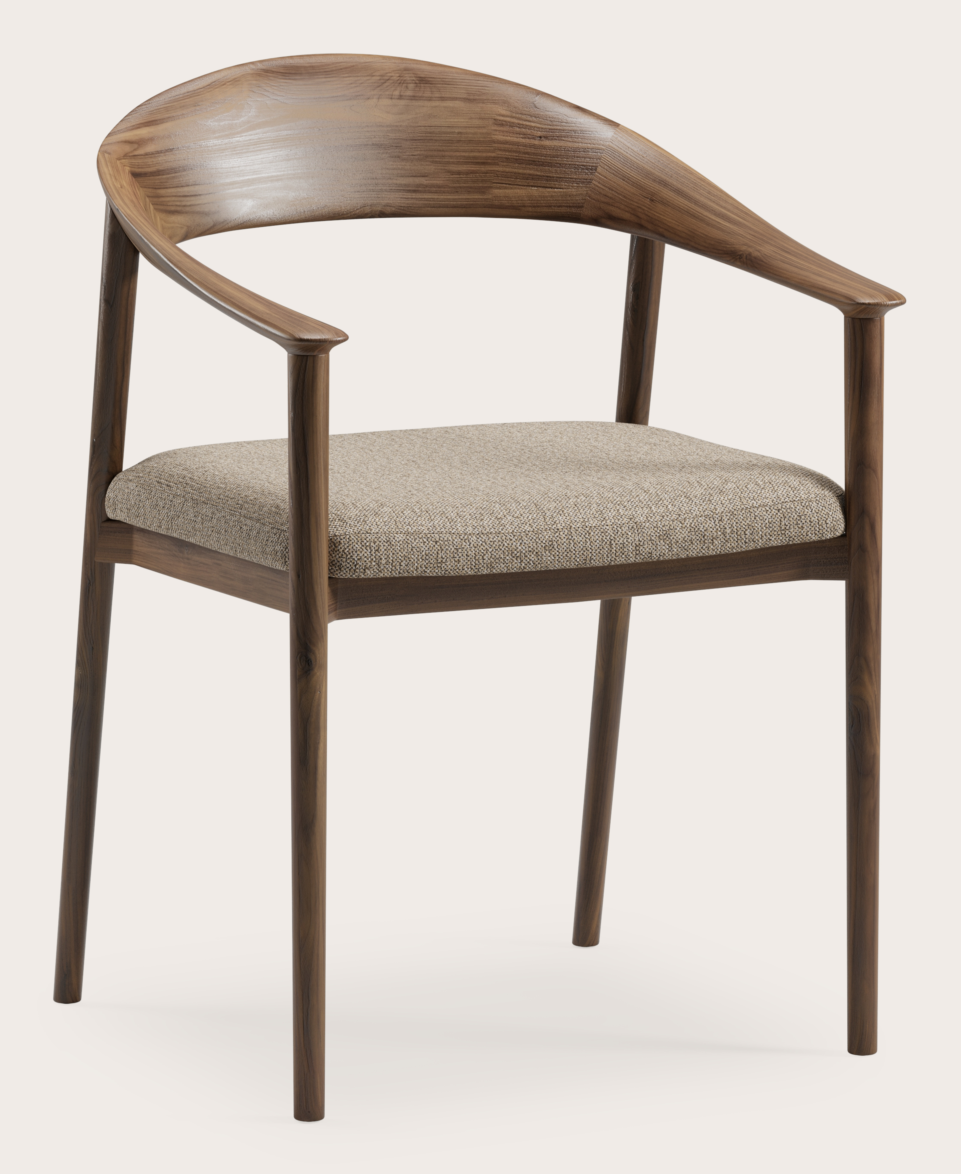 Cerso armstoel in walnoot met zitting in Brio stof Sesame